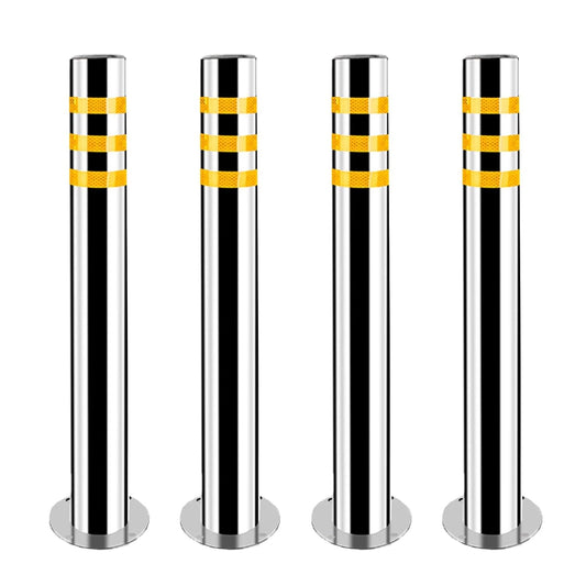 Stainless Steel Parking Bollards for Driveway, Industrial Safety Bollards Reflective Channelizer Post, Parking Barrier, Sturdy and Durable, Easy to Install, for Crowd Control(Silver (4pcs),8.9*100cm/3