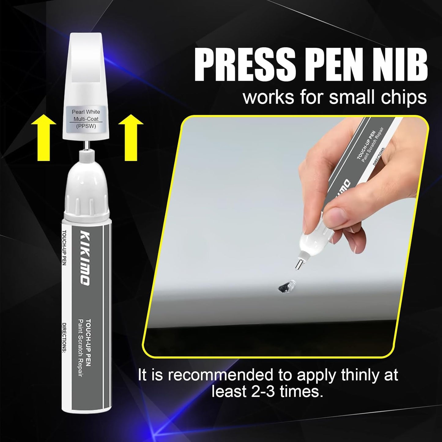 KIKIMO for Tesla Touch Up Paint(Stealth Grey(PN01)), Car Paint Repair Kit for Tesla Model Y/3/S/X, 2 In 1 Scratches Repair with Pen Tip and Brush, Color-Matched for Quick & Easy Fix