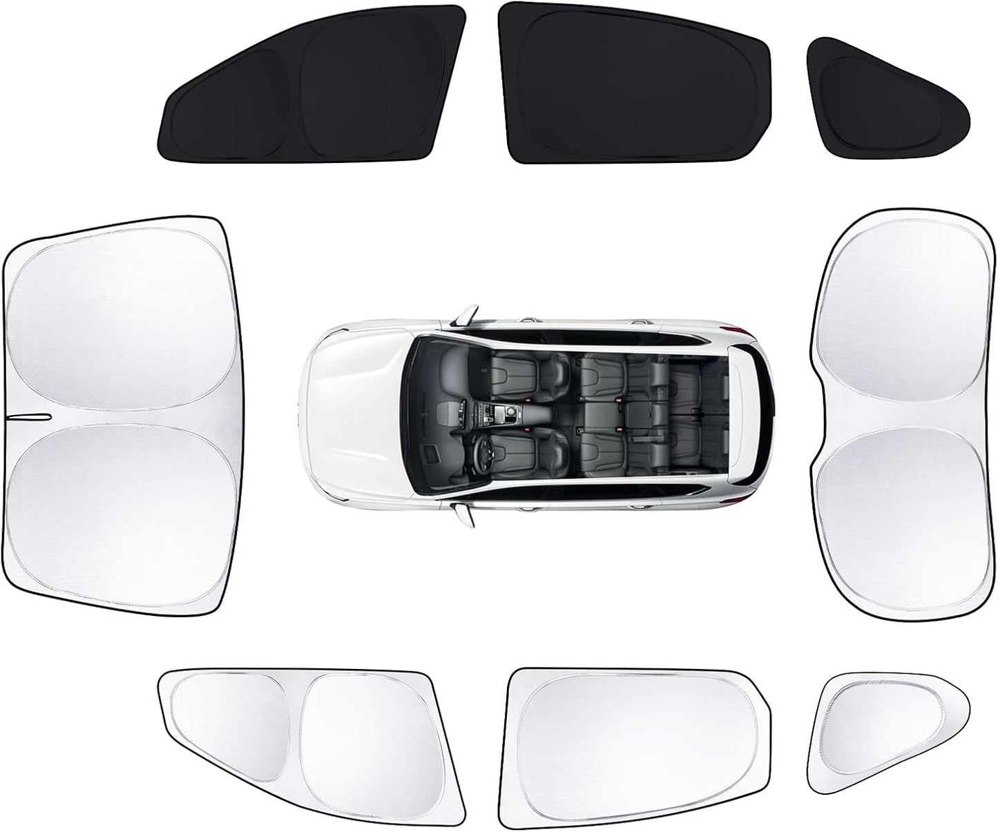 8pcs Car Window Shades for Hyundai Santa Fe 2013-2018 Accessories,Windshield Side Rear Full Sunshade,Sun Visor UV Blocking, Privacy Protection and Blackout for Camping Outdoor