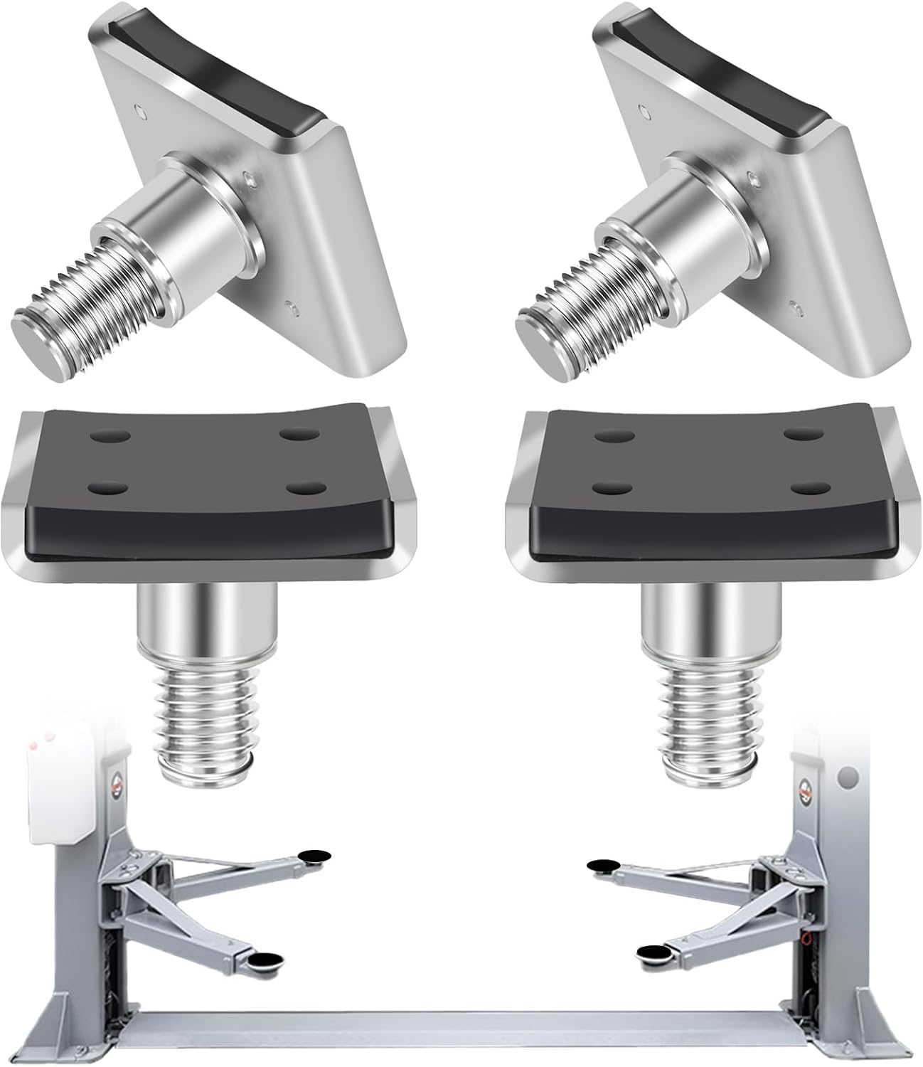 4 Pack Truck Adapter for 2 Post Lift, Hot Dipped Galvanized Steel Lift Pads for Auto/Car/Vehicle, Auto Lift Spin-Up Frame Adapter, Truck Adapter Kit Set for ME & KT Two Post Lifts