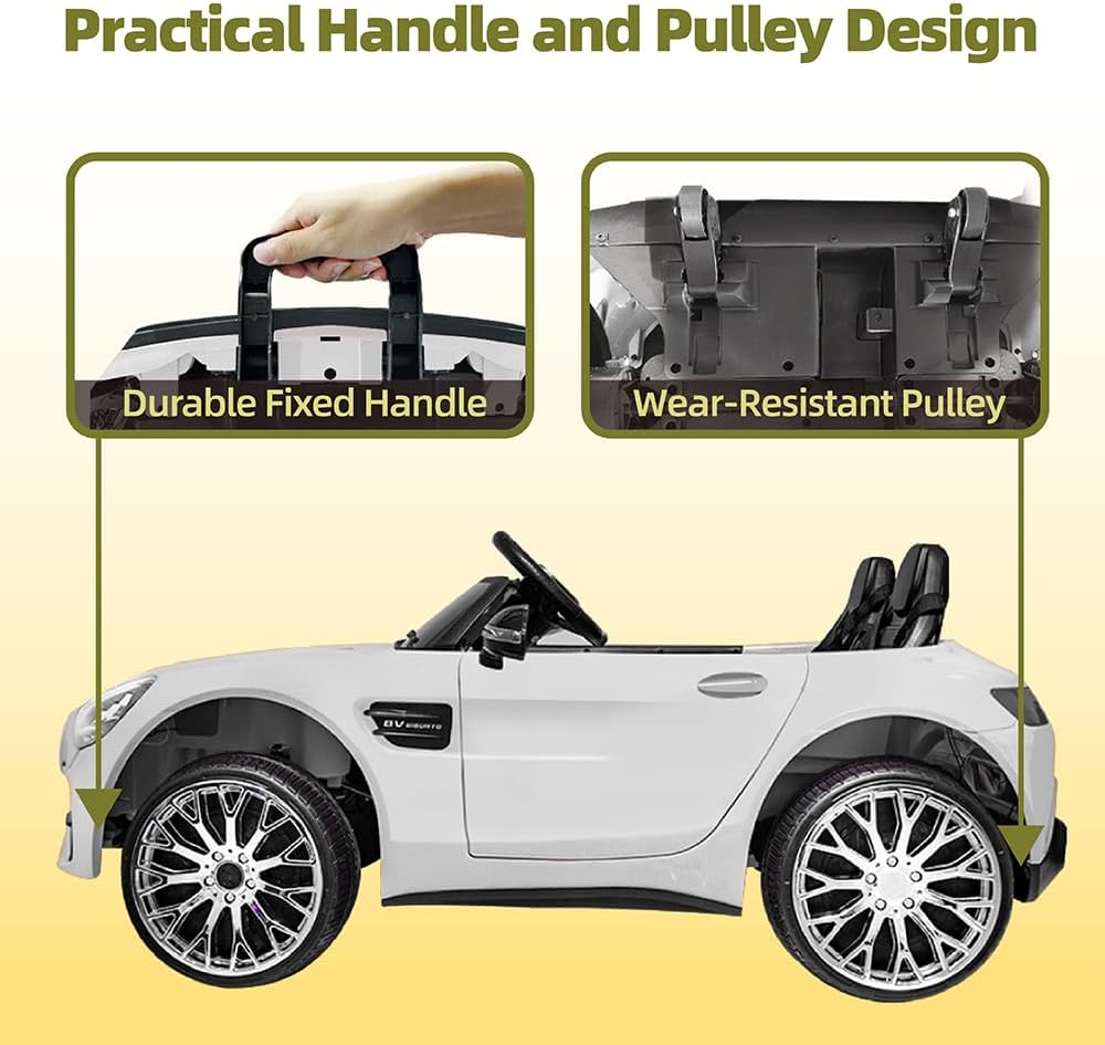 12V Ride On Car for Kids, Electric Car with Remote Control, Bluetooth Music Player for 3-8 Year Old, White