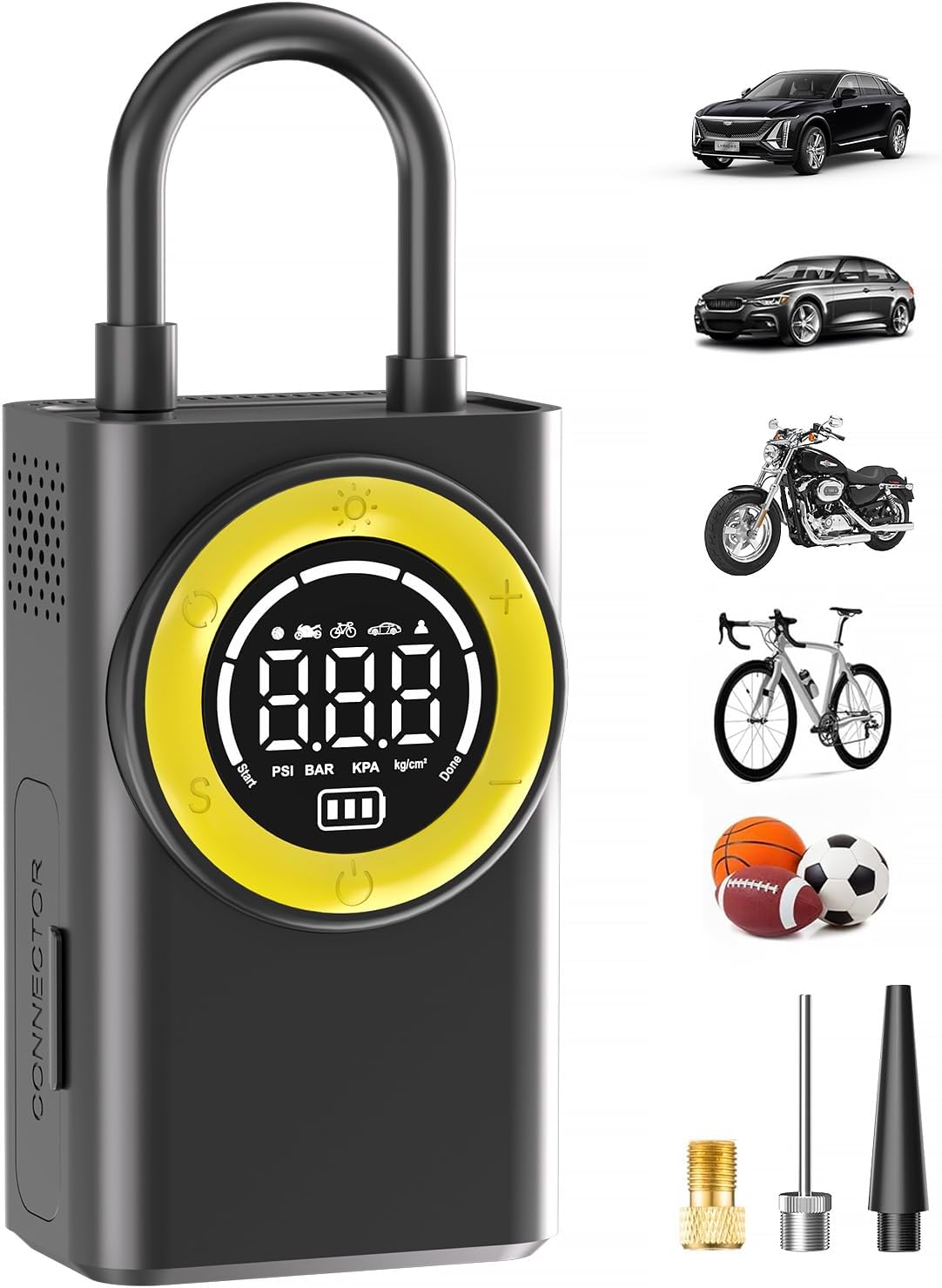 Tire Inflator Portable Air Compressor,150 PSI Cordless Air Pump for Car Tires with Digital Pressure Gauge & LED Light,5X Faster Portable Tire Inflator for Car,Motorcycle,Bike,Ball