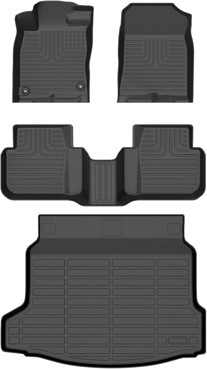 Wayhigh-All Weather Floor Mats & Cargo Liner Set for Civic Hybrid Hatchback 2025,Custom Fit TPE Heavy Duty Car Mats Civic Hybrid Accessories - Black