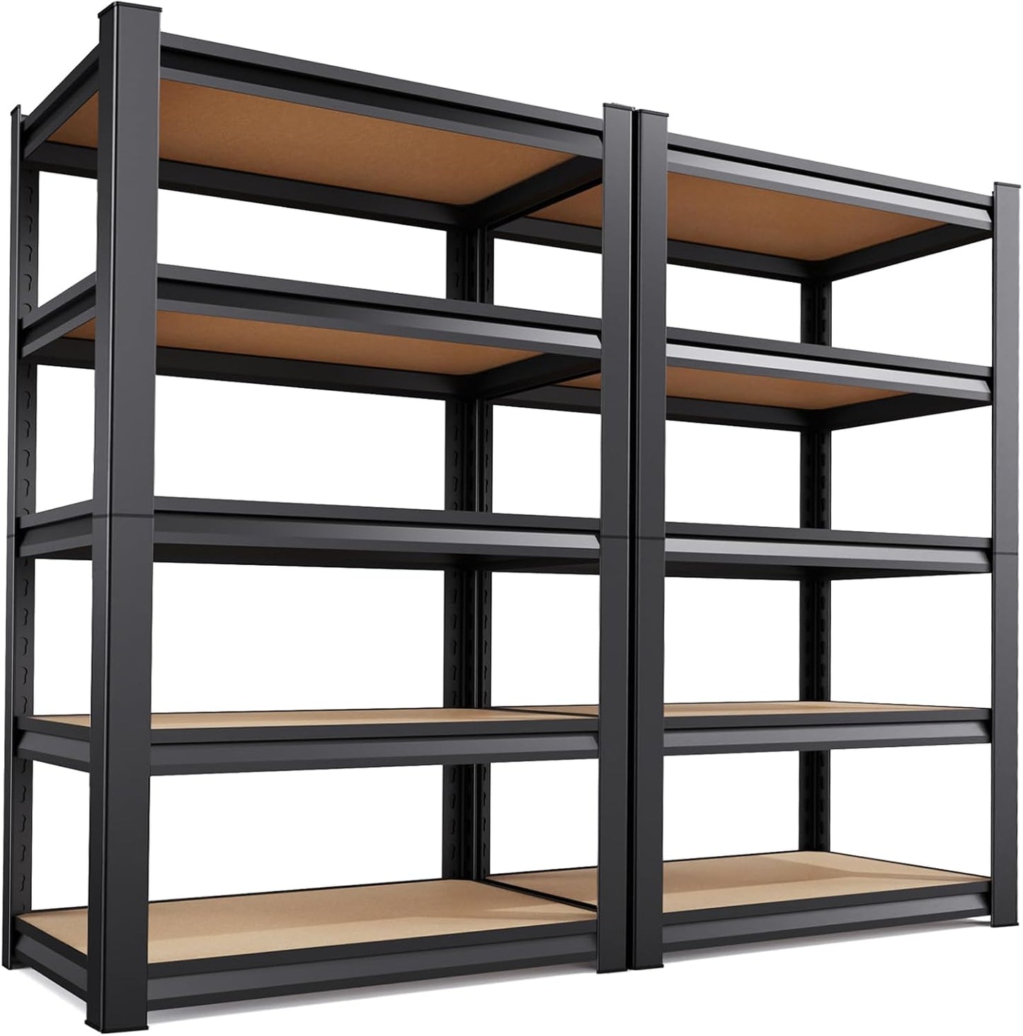 72" H*46'' Storage Shelves 2500lbs Garage Shelving Adjustable Heavy Duty Garage Shelves Easy To Install Metal Shelving Wood Shelving Unit Storage Shelf for Basement Warehouse Industrial Pantry, 2 Pack