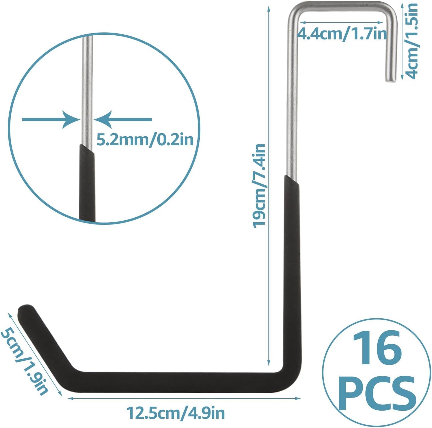 Acrux7 16 Pack Rafter Hooks Heavy Duty Rafter Hanger Vinyl Coated Large S Hooks for Hanging Ladder Bike Hangers Garage Storage Organizer (Black)