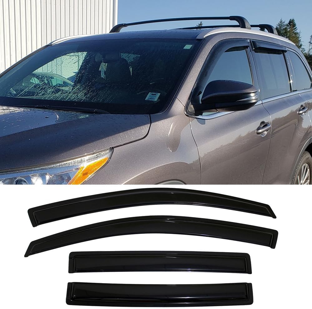 Side Window Visors Wind Vent Deflector fit for 2016-2021 Mazda CX9,4pcs Outside Mount Tape-On Dark Smoke Nice Sun Rain Guards Set MA38