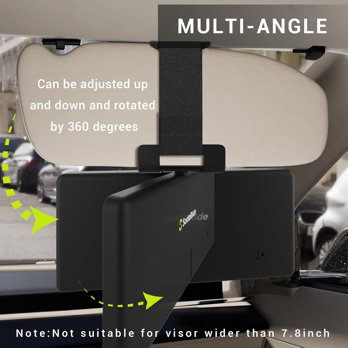 Car Sun Visor Vanity Mirror with Dimmable Led Light, Rechargeable 360° Adjustable Angle Rearview Big Makeup Mirror For Truck SUV, Rectangular, Black