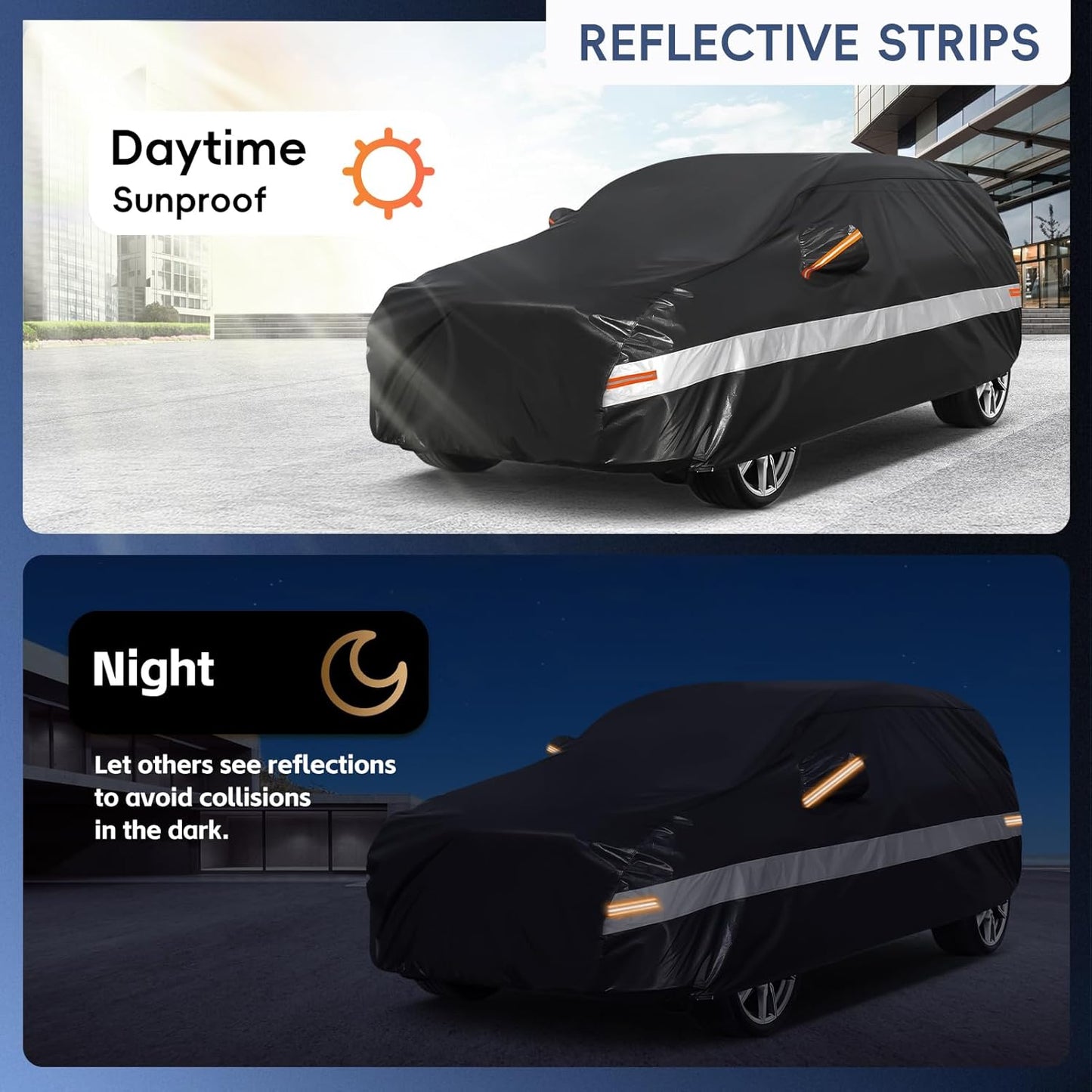 10 Layers SUV Car Cover Custom Fit for Subaru Crosstrek (2017-2025) Waterproof All Weather for Automobiles, Outdoor Full Cover Sun UV Rain Protection with Cotton.Black