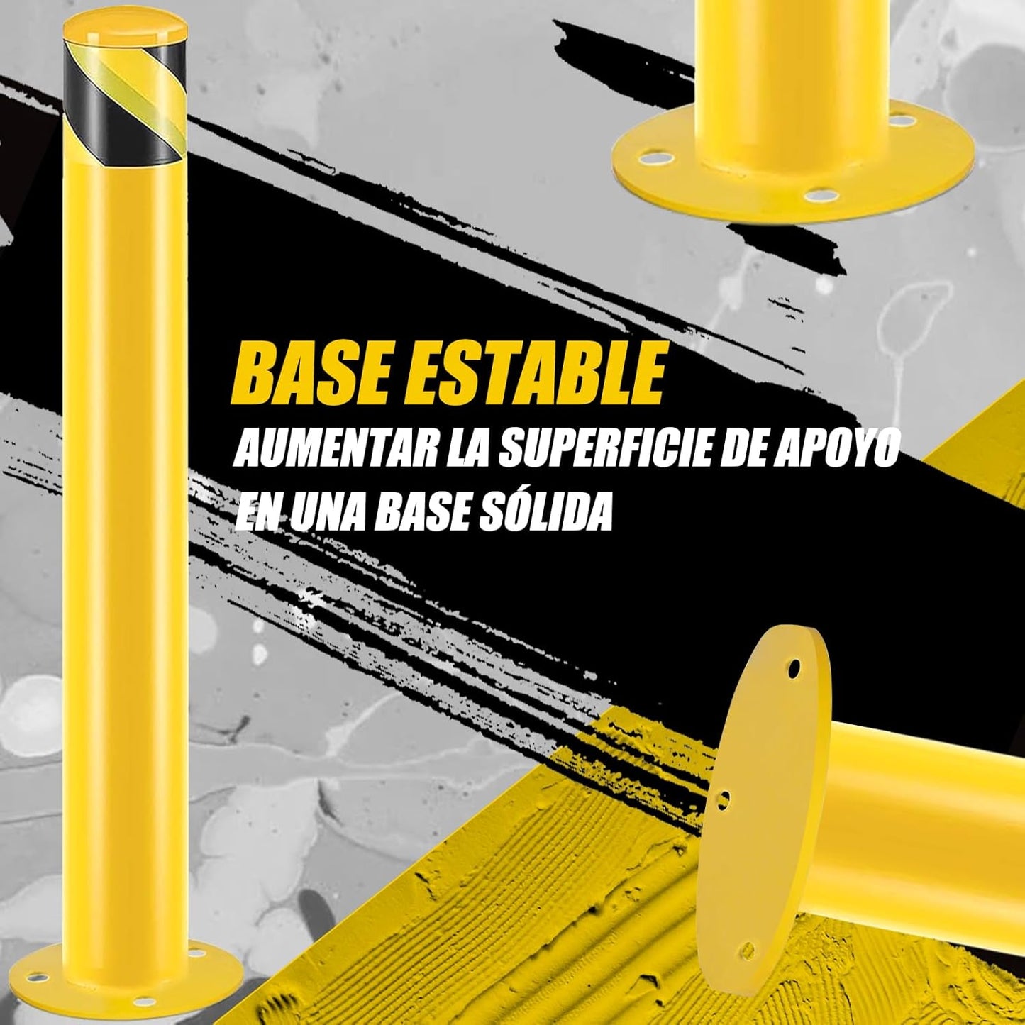 Safety Bollard Post, Steel Bollards,Parking Bollard, Yellow Powder Coated Safety Parking Barrier Post, for Traffic Sensitive Areas (6, 36"H*3.5"D)