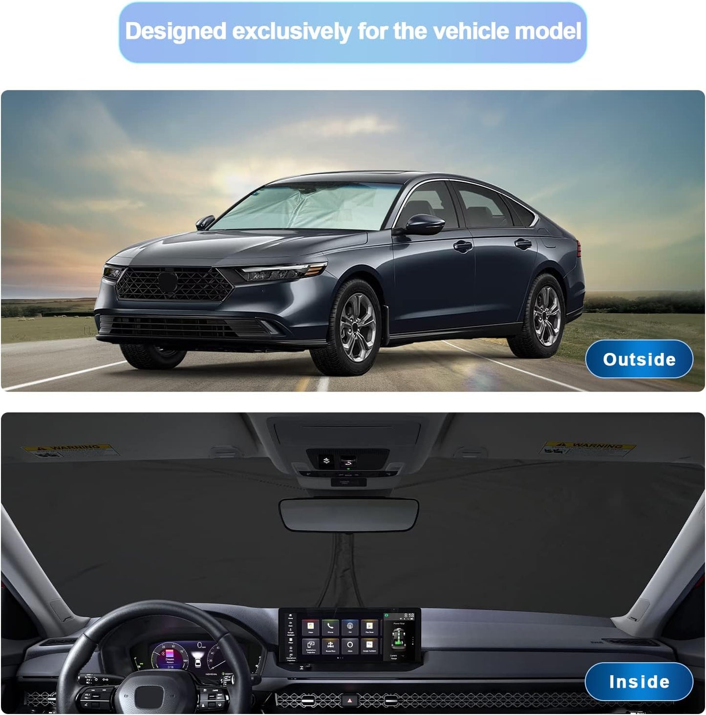 SXCY 2023 Accord Windshield Sunshade 2018-2023 Honda Accord Hybrid Sport EX-L Sport-L Touring Accessories Sunshade Fit Accord Foldable Sunshade for Accord Sunshade (Fit for 2018-2023 Accord)