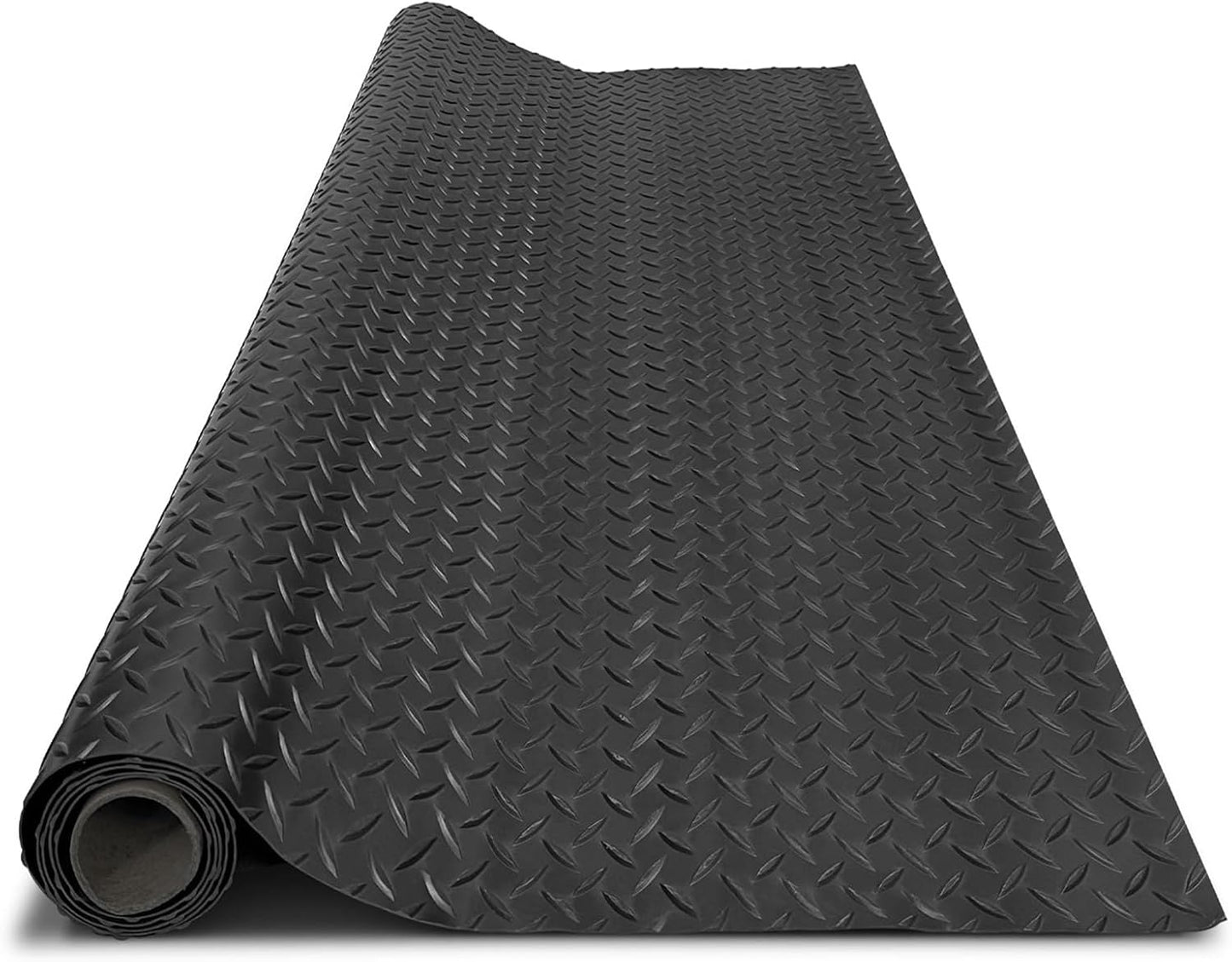 4x10FT Garage Floor Mat, 2.8mm Thickened Flooring Roll for Under Car, Golf Cart Parking Mat, Diamond Plate PVC Rubber Motorcycle Mat, Non-Slip Floor Protector for Garage Warehouse Trailer, Black