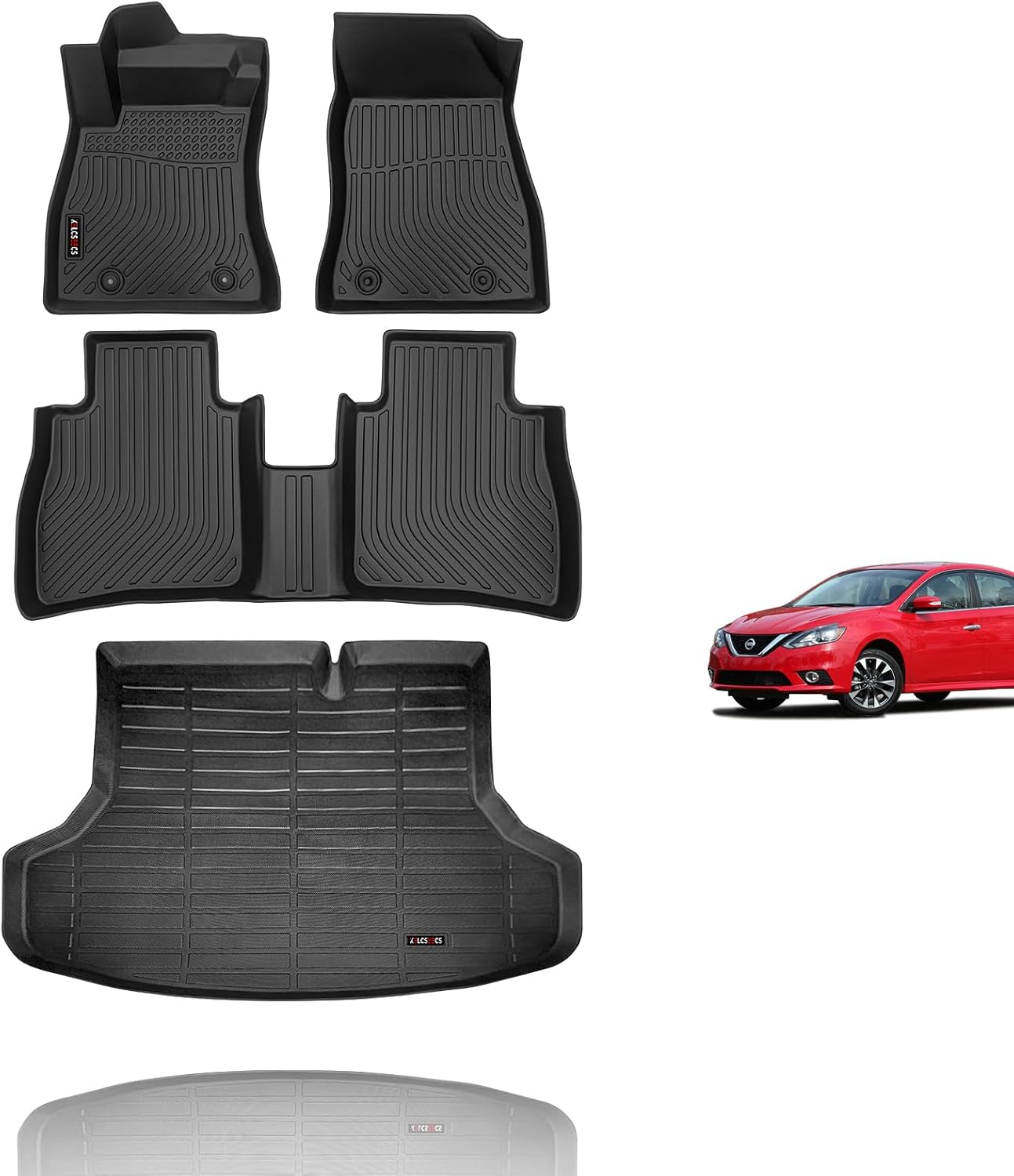 KELCSEECS Floor Mats & Cargo Liner Custom for 2014 2015 2016 2017 2018 2019 Nissan Sentra All Weather Floor Liners Car Mats Cargo Mat Nissan Sentra Floor Mats Trunk Mat Accessories Trunk Liner