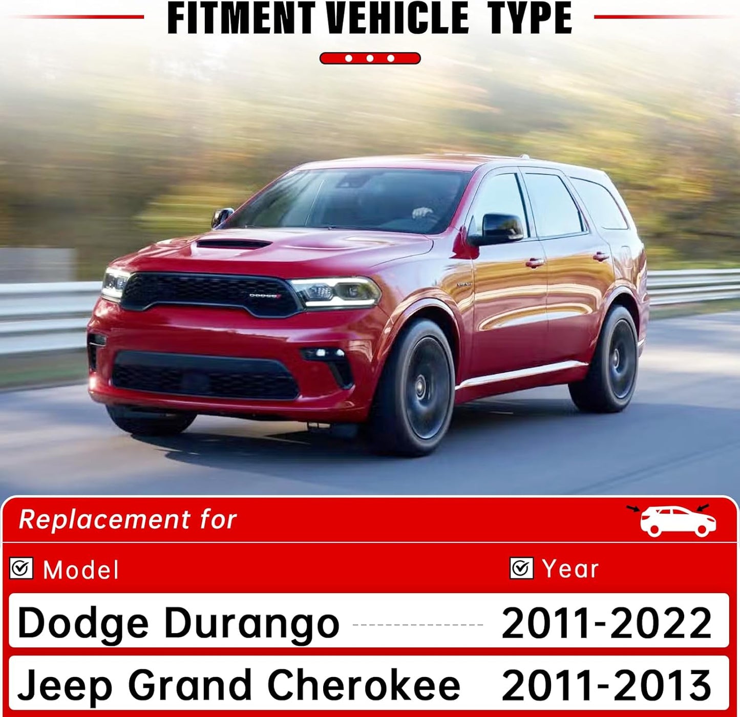 Windshield Wiper Blades Replacement for 2011-2022 Dodge Durango / 2011-2013 Jeep Grand Cherokee Original Factory Quality Front Rear Wipers Blade Set for My Car - 22" 21" 12" (Pack of 3)