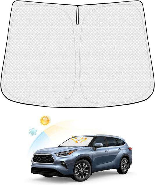 Windshield Sun Shade for Toyota Highlander 2020-2025 2026 Accessories Thicken 6-Layer Front Window Sunshade Cover Sun Visor Protector Foldable Block UV Rays Keep Vehicle Cool