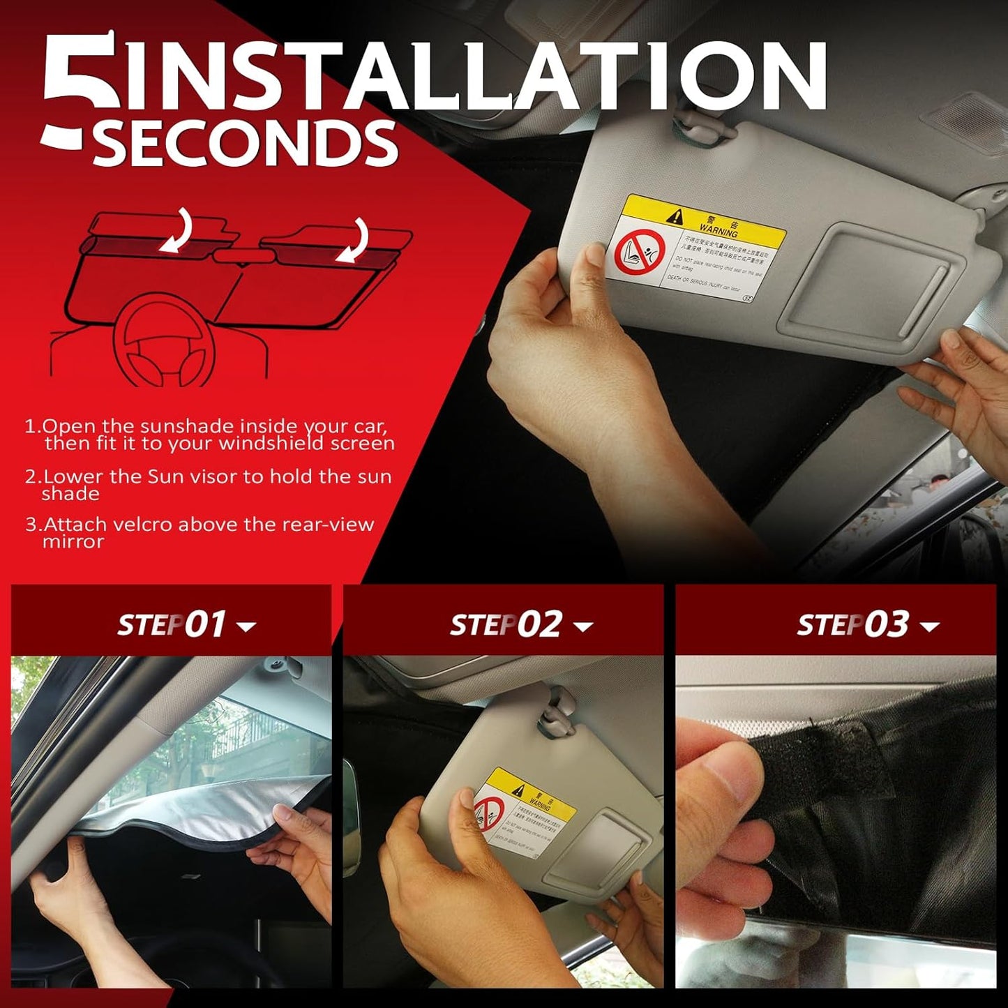 KAYZT Windshield Sun Shade for 2013-2018 Nissan Altima Sedan Foldable Sunshade Front Window Custom Fit Car Accessories