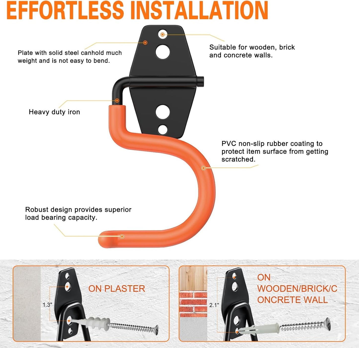 6 Pack Metal Garage Hooks, Heavy Duty S Hooks Tool Hangers for Garage Wall, Shed, Garden Storage Organizer