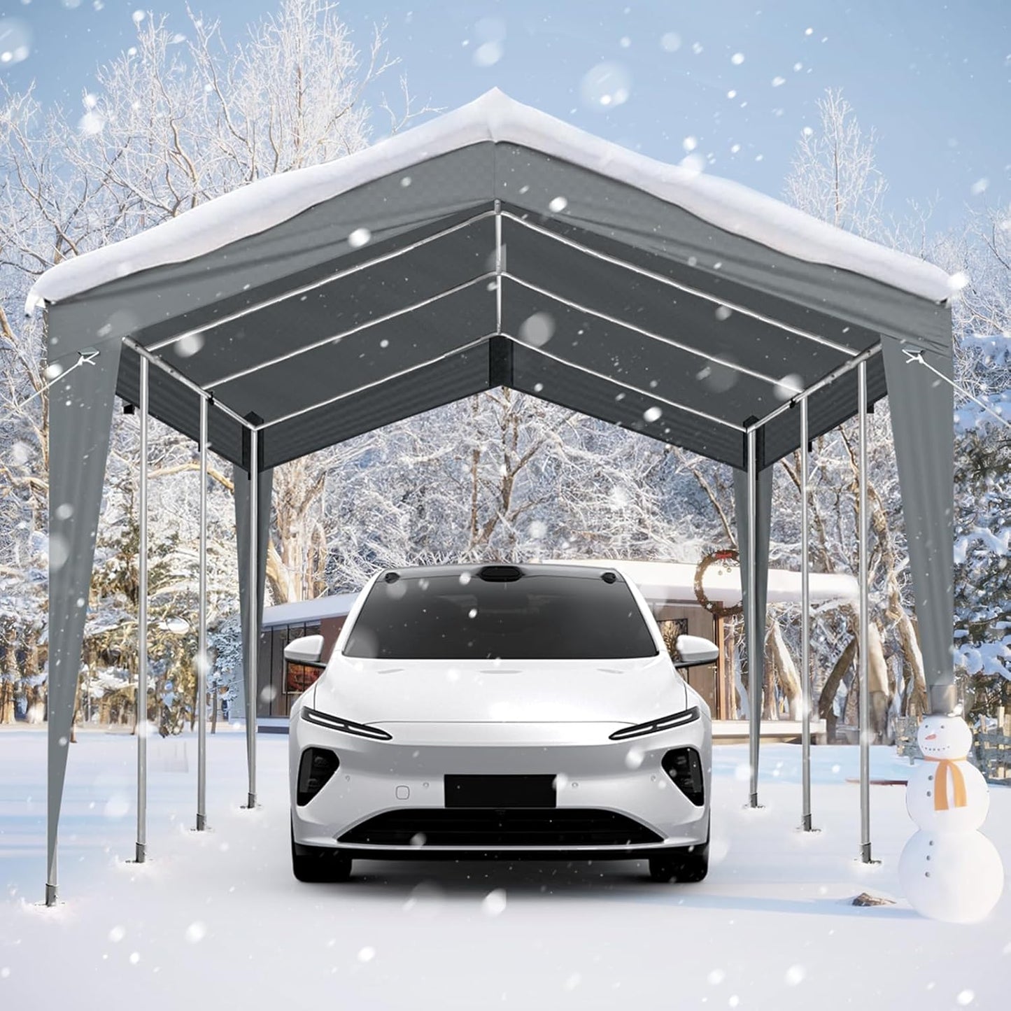 VINGLI 12x20 Carport Canopy Portable Garage, Car Canopy Heavy Duty Car Tent for SUV, Boats, RVs, Trucks Party Tent Boat Shelter(Without Sidewalls)