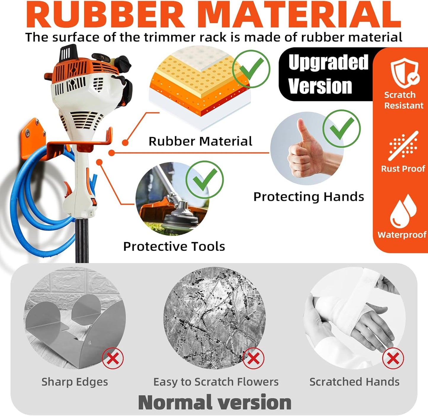 Weedeater Hanger, 1 Pack Weed Eater Hanger for Wall, Heavy Duty Weed Wacker Hooks for Garage, Garage Organization Storage Shed Organizer Mounted Trimmer Rack