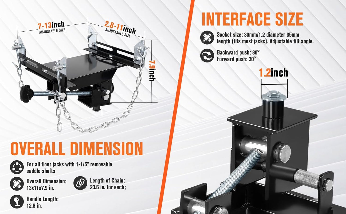 Transmission Jack Adapter for Cars, Trucks, and Other Vehicles, 1/2 Ton Universal Transmission Jack Adapter,1100 lbs/0.5 T Loading Gearbox Removal Adaptor for Hydraulic Floor Jack Conversion Garage Au