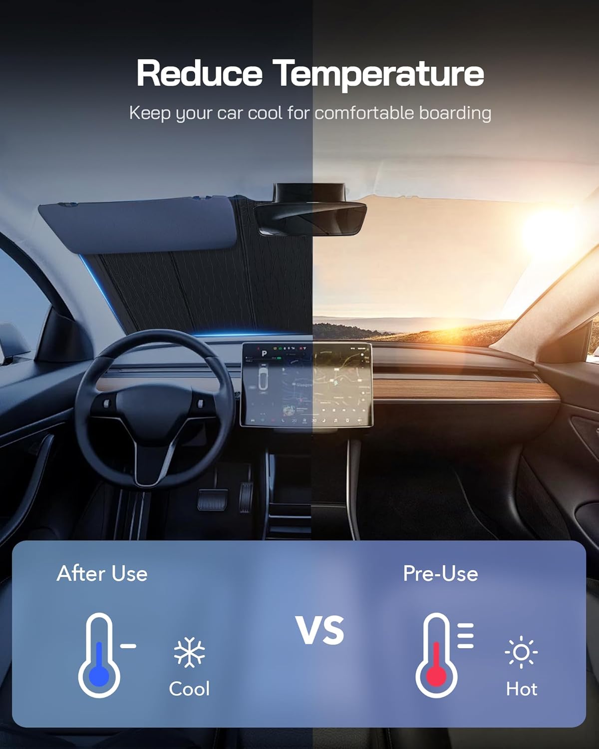 Windshield Sun Shade for Kia Sportage 2017-2022,Front Window Sunshade Shield, 2-in-1 Reflective Sun Shade,Silver for Summer, Black for Winter