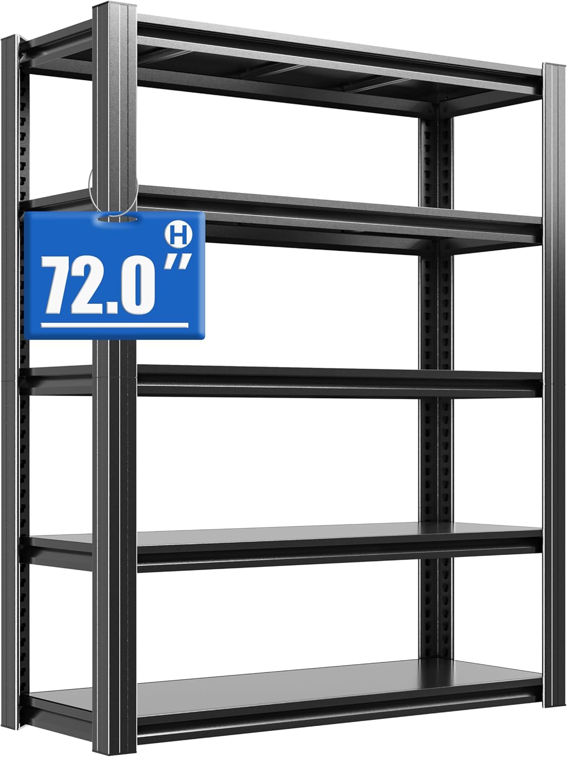 72" H Metal Storage Shelving, 2500LBS Heavy Duty Shelves Unit, Adjustable 5 Tier Storage Rack, Industrial Utility Shelf for Garage, Warehouse, Bedroom, Kitchen,16" D×36“W×72”H, Black