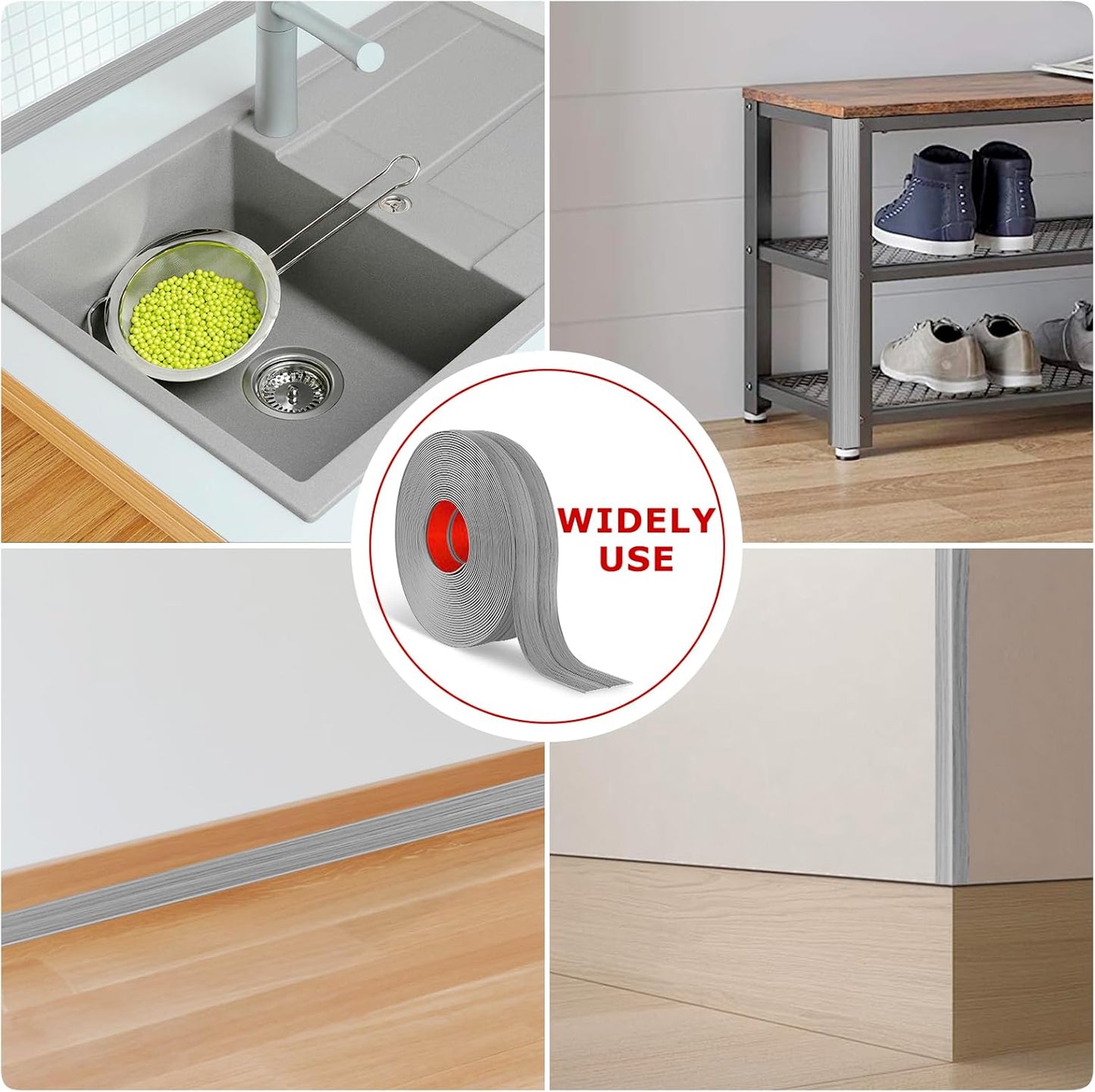 Flexible Wall Corner Protector Moulding Trim Peel and Stick Wall Corner Guards Edge Protector Self Adhesive Molding Trim Strip for Edge Ceiling (Light Gray Wood Grain, 1.6 in x 40 Ft)