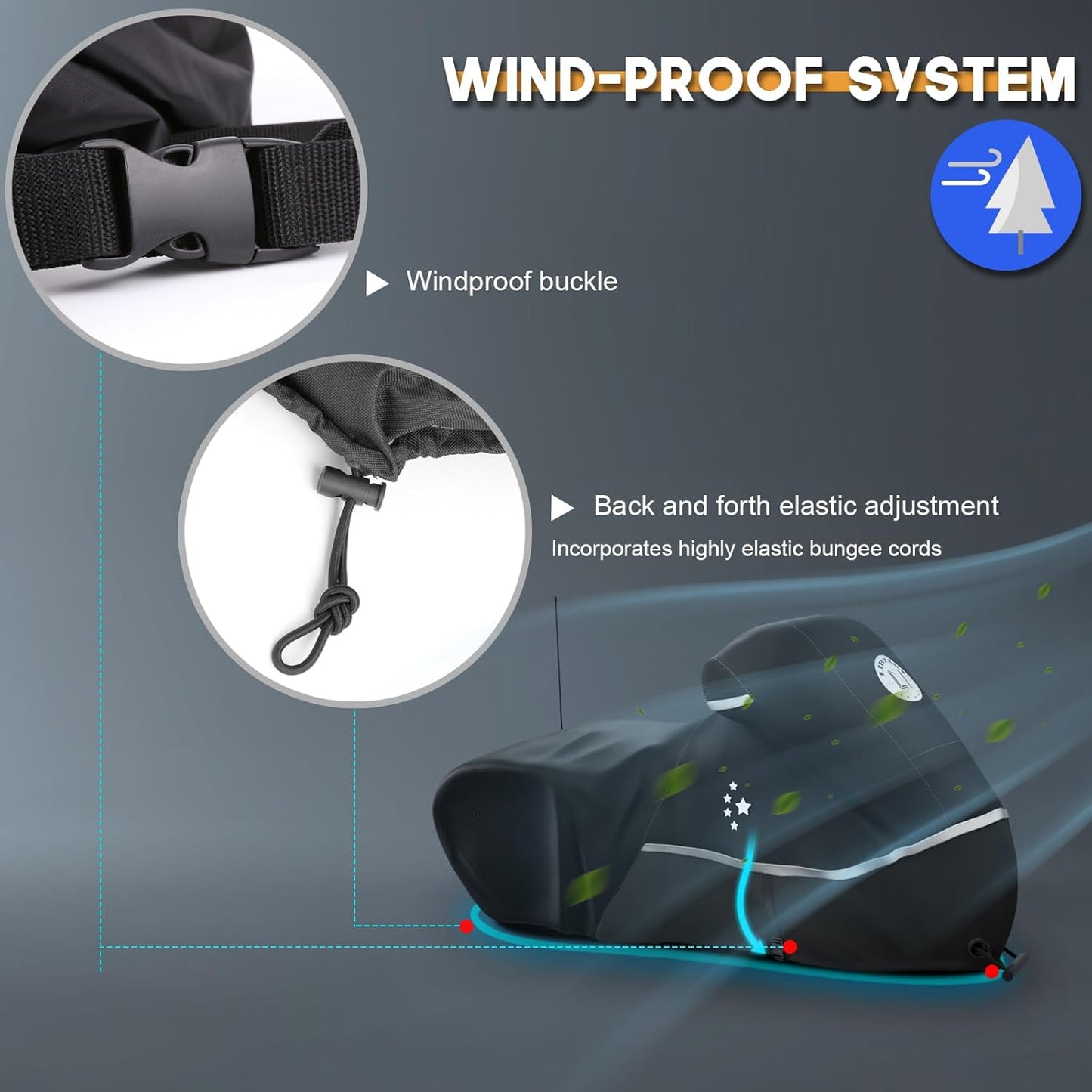 Motorcycle Cover 420D Heavy Duty All Season Universal Weather Waterproof Outdoor Protection 86" XL Vehicle Cover/Black