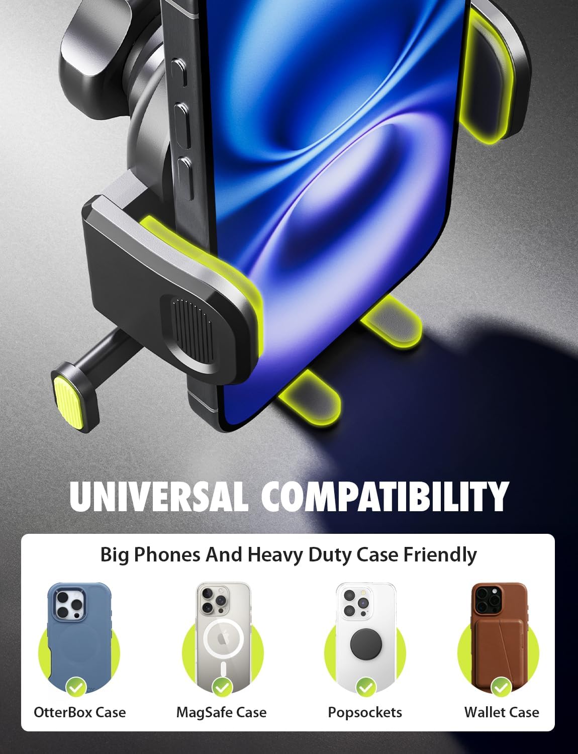 Bracketron OneClick Flexible Phone Holder for Car Dashboard,Windshield & Vent,3 in 1 Car Phone Holder with 7" Adjustable Gooseneck Arm,360 Rotation Car Phone Mount for All iPhone Android Smartphone.