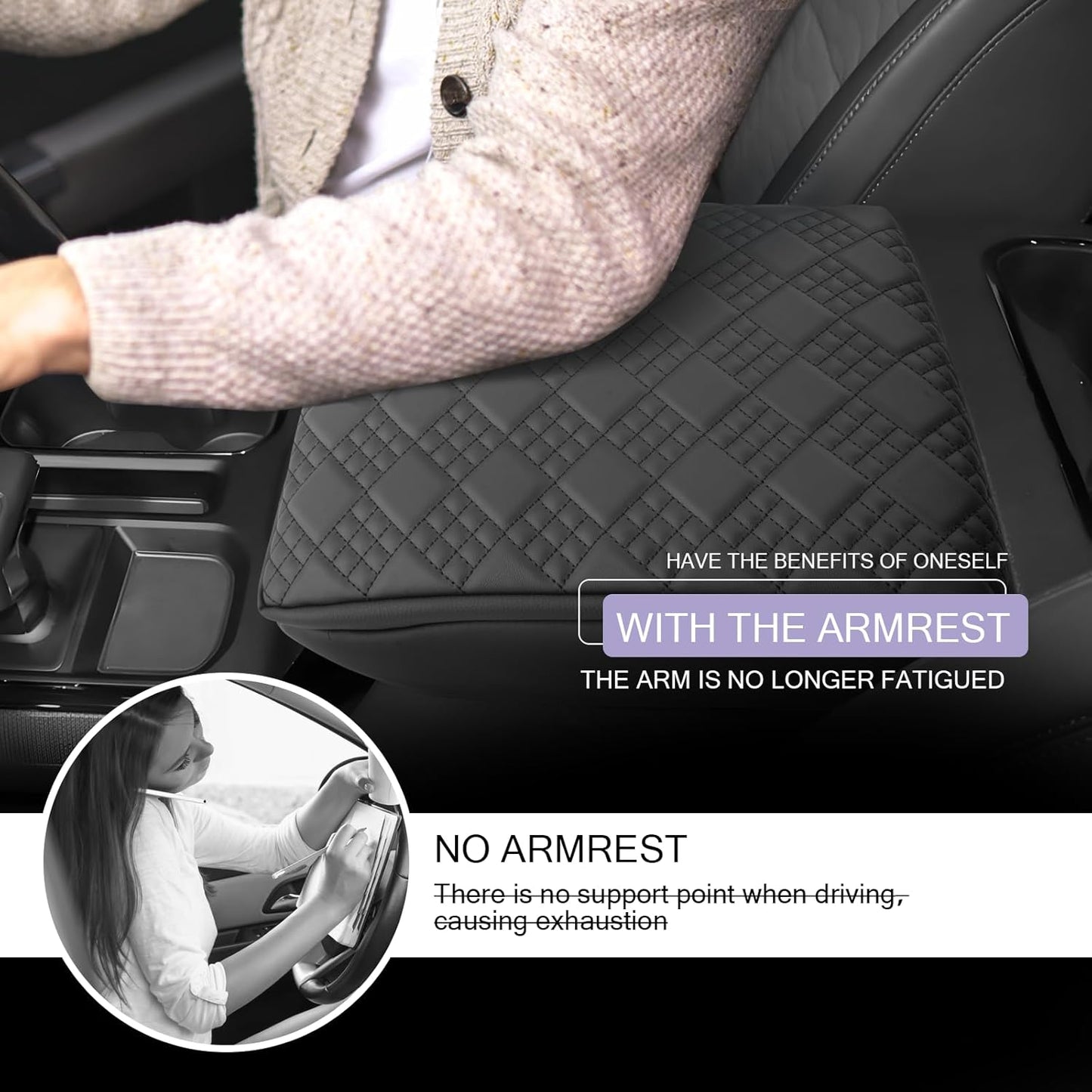 2025 2026 Silverado EV Center Console Cover Compatible with 2024 2025 2026 Silverado EV/GMC Sierra EV Accessories 2025 2026 Silverado EV/GMC Sierra EV Armrest Cover Armrest Console Cover(Thick Black)