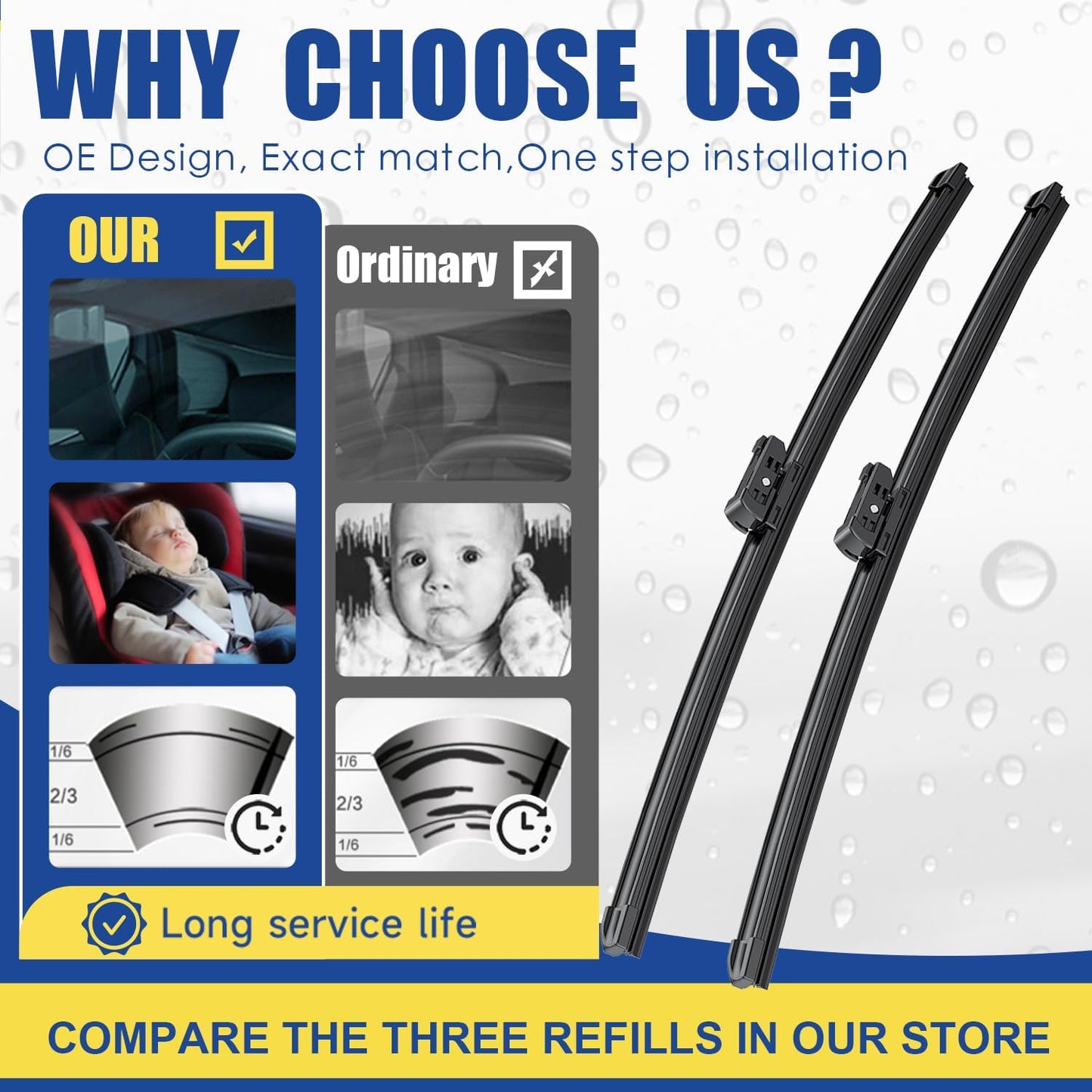 3 Wipers Factory Replacement For 2016 2017 2018 2019 2020 2021 2022 Lexus RX350 RX450h Original Equipment Windshield Wiper Blades Set 26"+21"+16" (Set of 3)