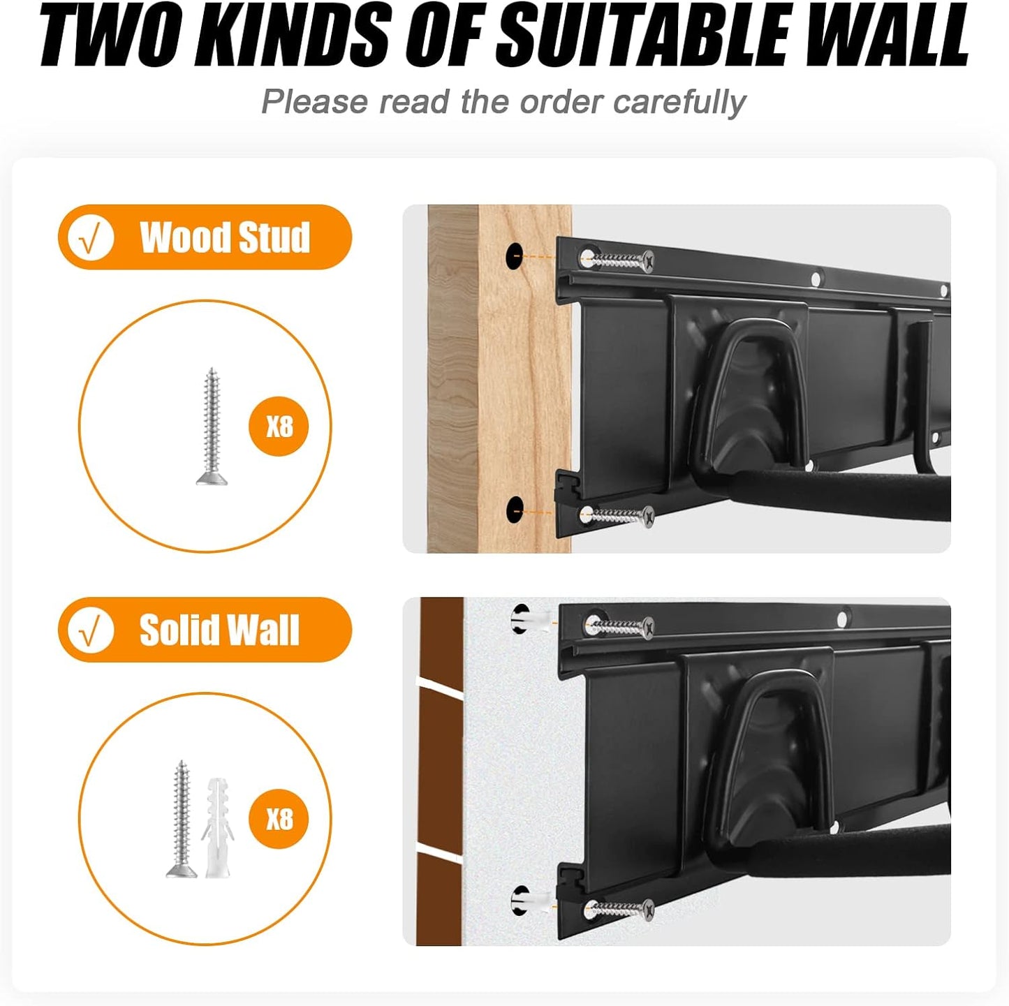 Bike Storage Rack Wall Mount Garage Hanger for 2 Bicycles & 1 Helmets, Adjustable Bike Rack Holds Up to 100Lbs