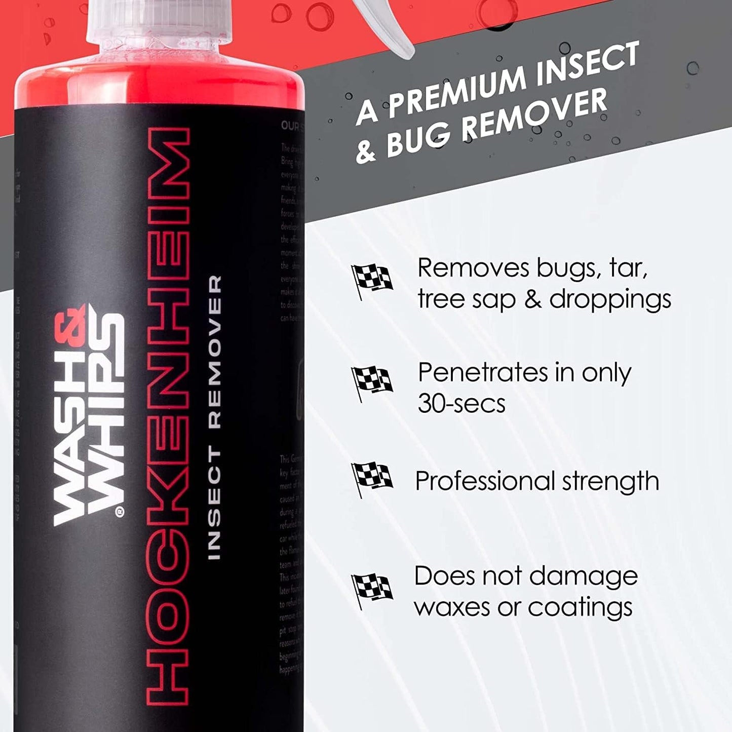 WASH&WHIPS Hockenheim Insect Remover - for Droppings & Grease for Car Detailing, RVs, Trailers, Airplanes Professional Strength Dissolves without Scratching, 16 fl oz (2pk)