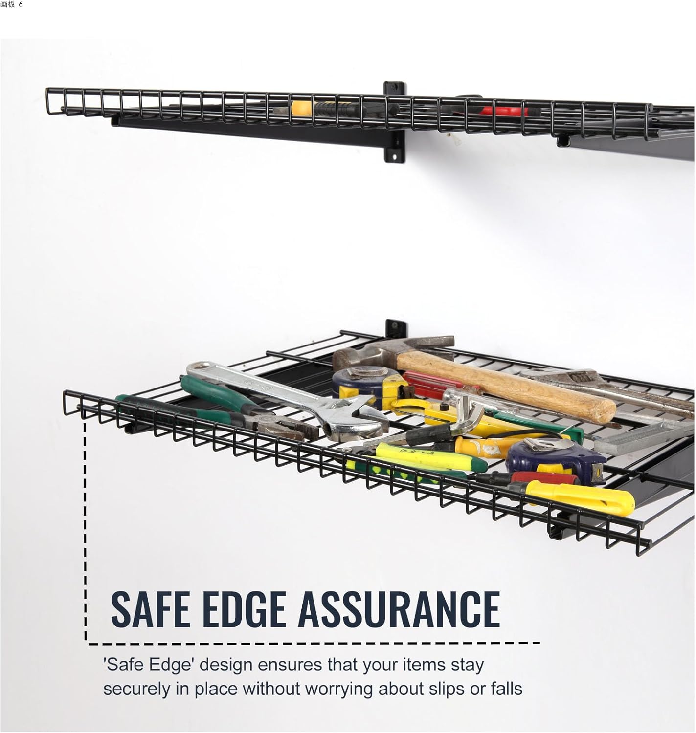 2 Pack Garage Wall Mounted Shelf, 23.6" x 11.4" Heavy Duty Wall Storage Shelves for Garage, Workshop, Laundry Room and Kitchen, Max Load 50 lbs (Black,2 Pack)