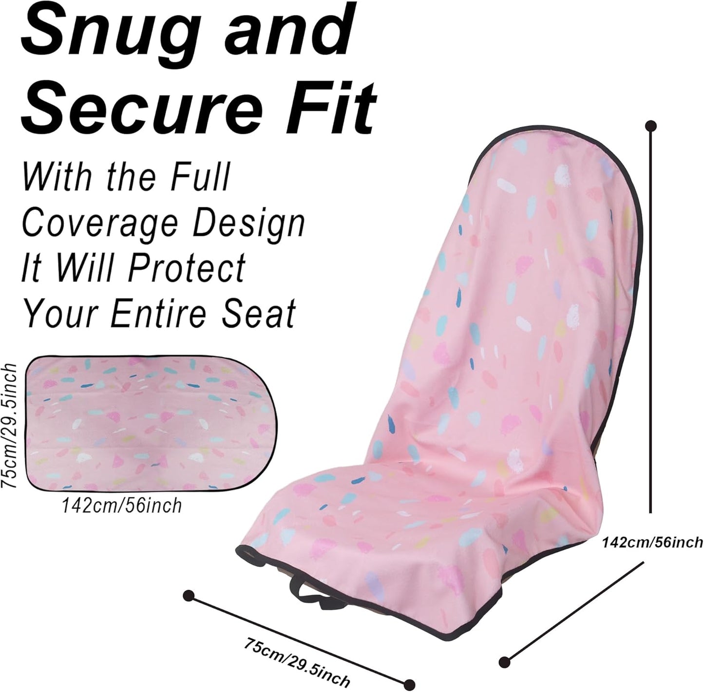 Car Seat Cover Protector Front Seats,for Gym Workout,Running,Swimming,Beach and Hiking,Waterproof Sweat Towel Bucket Seat Covers for Cars SUV Trucks (Pink Marbling, 1Pcs)