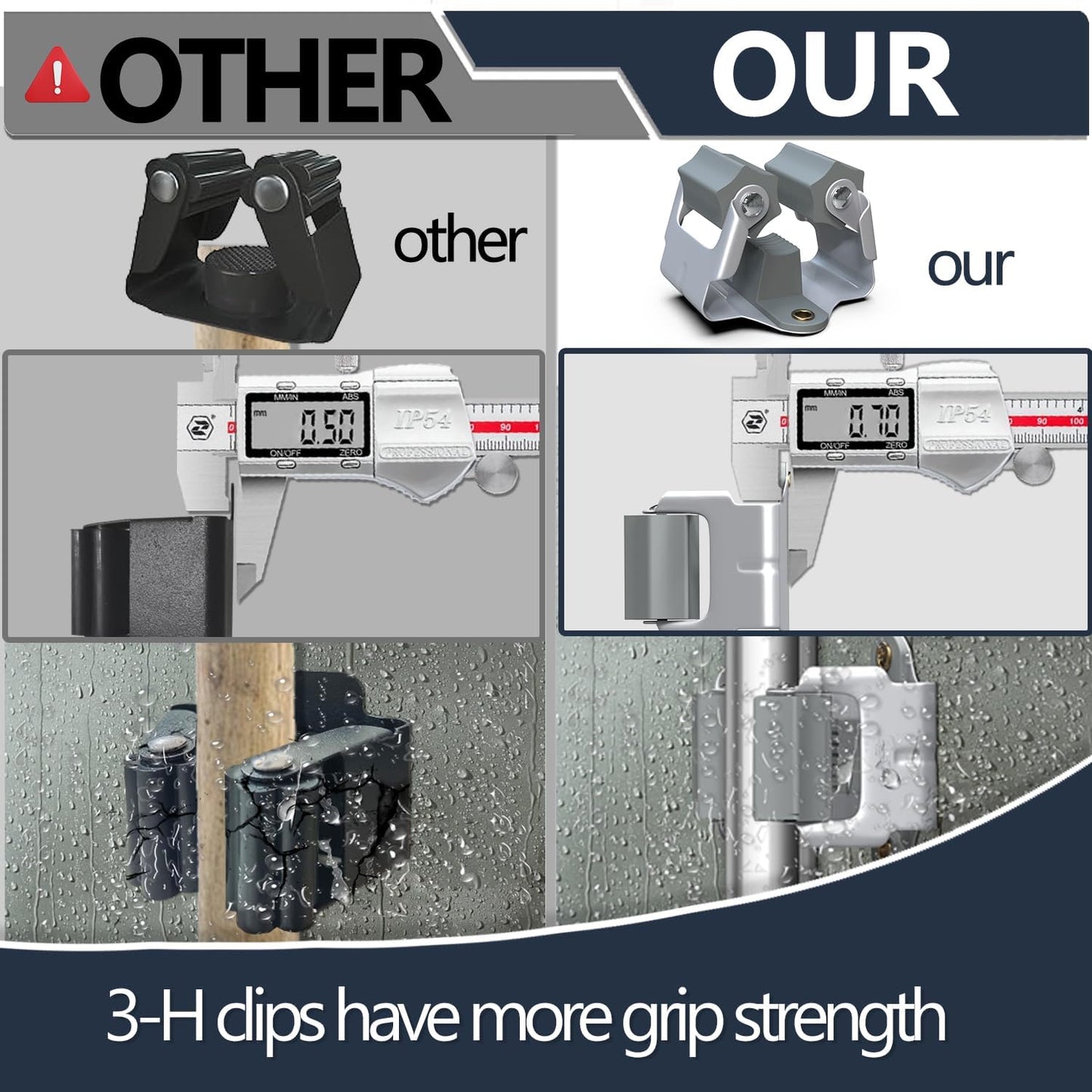 3-H 4 Pack Mop and Broom Holder Big Size Hanging 1 KG Extra,Broom Hanger Wall Mount for Hanging and Organizing Shove Rake Yard Tools in Shed Kitchen Laundry Room Bathroom Garden(grey)