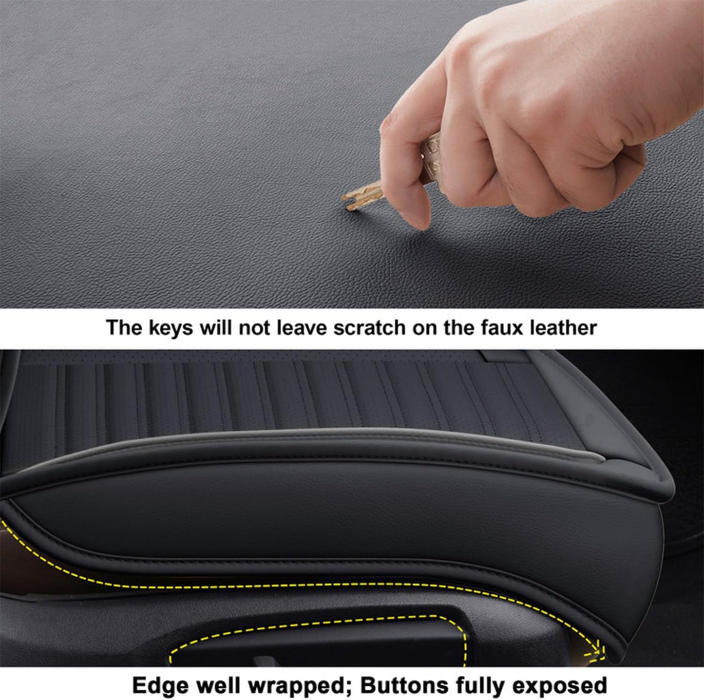 LINGVIDO Car Seat Covers,Breathable and Waterproof Faux Leather Automotive Seat Covers for Cars SUV Pick-up Truck Sedan(Front Seat,Black GrayLine)