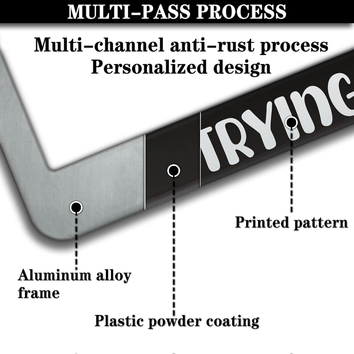 License Plate Cover Black and White License Plate Frames Please Don’t Honk I'm Trying My Best Aluminum Metal Car Accessory 2 Pack with Screw Covers Set