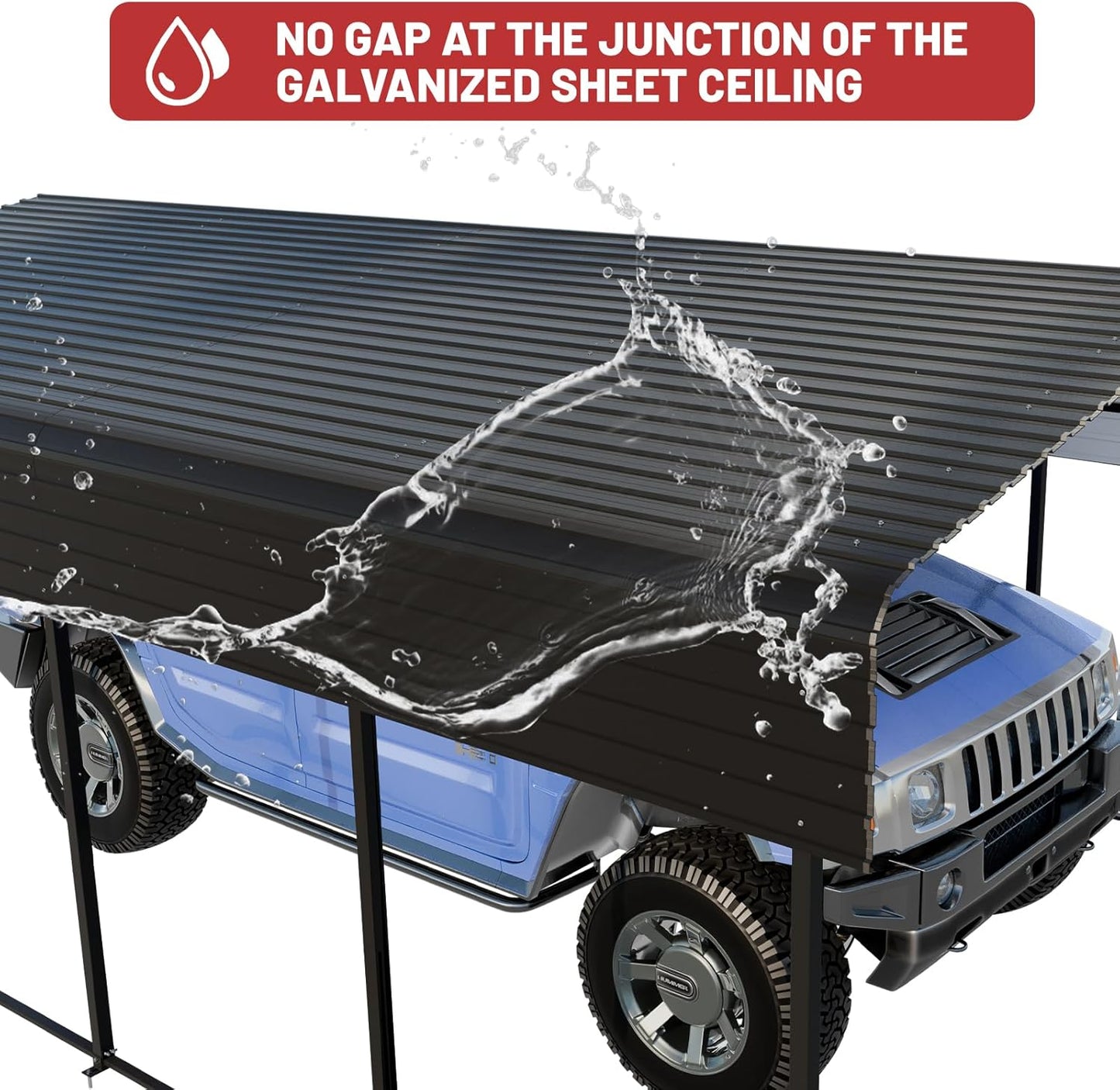 Metal Carport 10 x 15 FT with Heavy Duty Frame & Galvanized Steel Roof, Metal Car Garage, Sturdy Canopy Shelter for Car, Truck, Pickup, SUV, Tractor, and Boat