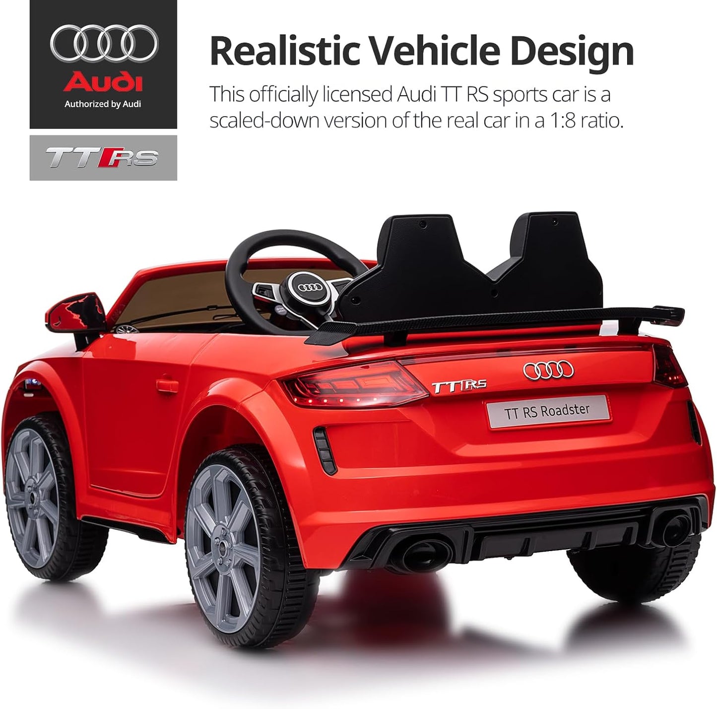 Electric Ride on Car for Kids, Licensed Audi 12V 7Ah Kids Ride-on Toy for Toddlers 3-5 Year Old Girls with Remote, Bluetooth - Red