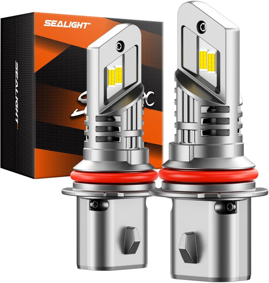 SEALIGHT 9007 HB5 Fog Bulbs, 30000LM 6500K Cool White, 1:1 Mini Size, 9007 Bulb Fog Light with 13000RPM Cooling Fan, 3 Mins Plug-N-Play, Non-Polarity, Pack of 2