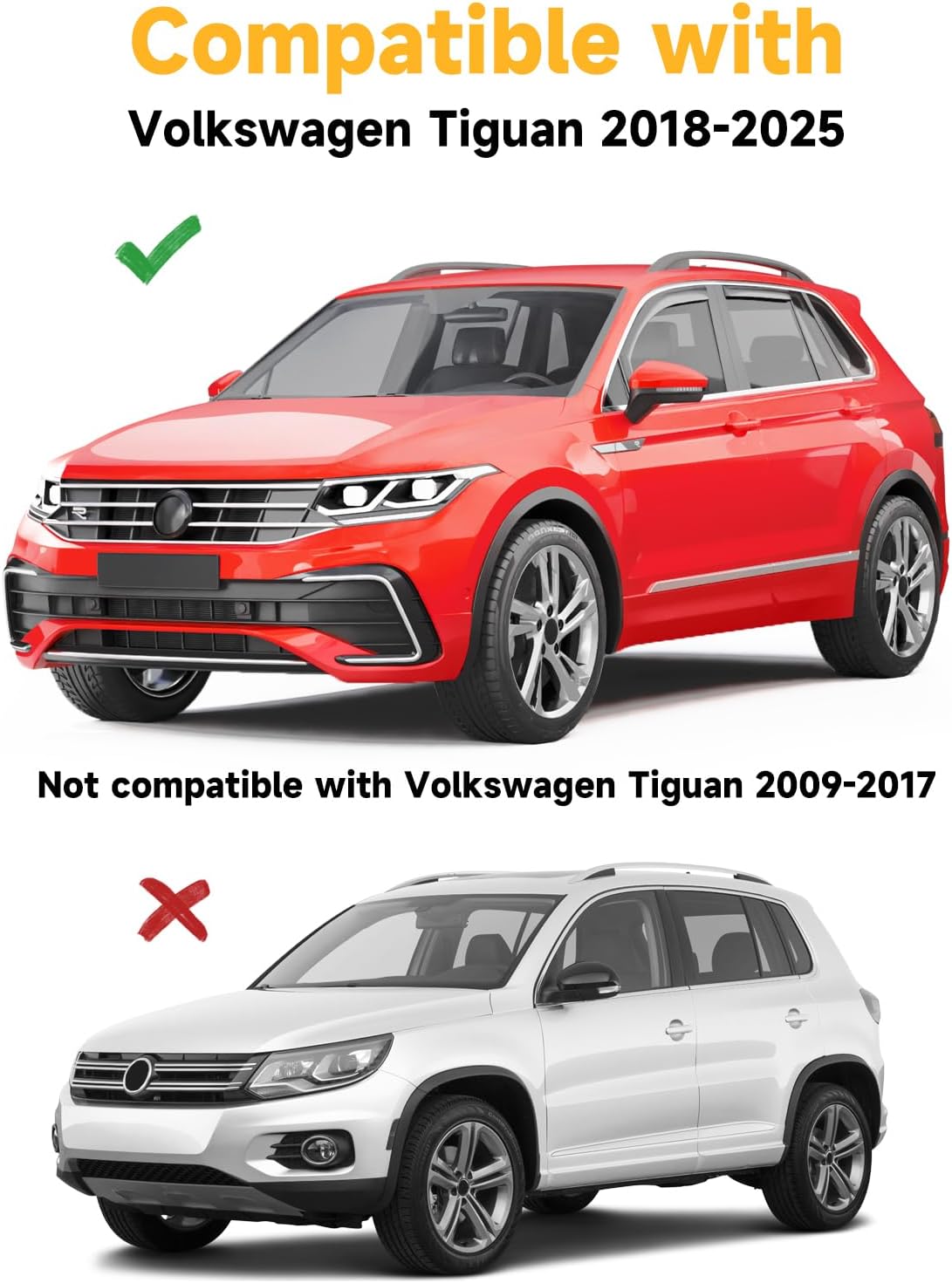 in-Channel Window Rain Guards Fit for Volkswagen Tiguan 2018 2019 2020 2021 2022 2023 2024 2025 Extra Durable Window Deflectors Window Visors Vent Shades Vent Visors Car Accessories-4 pcs Q25