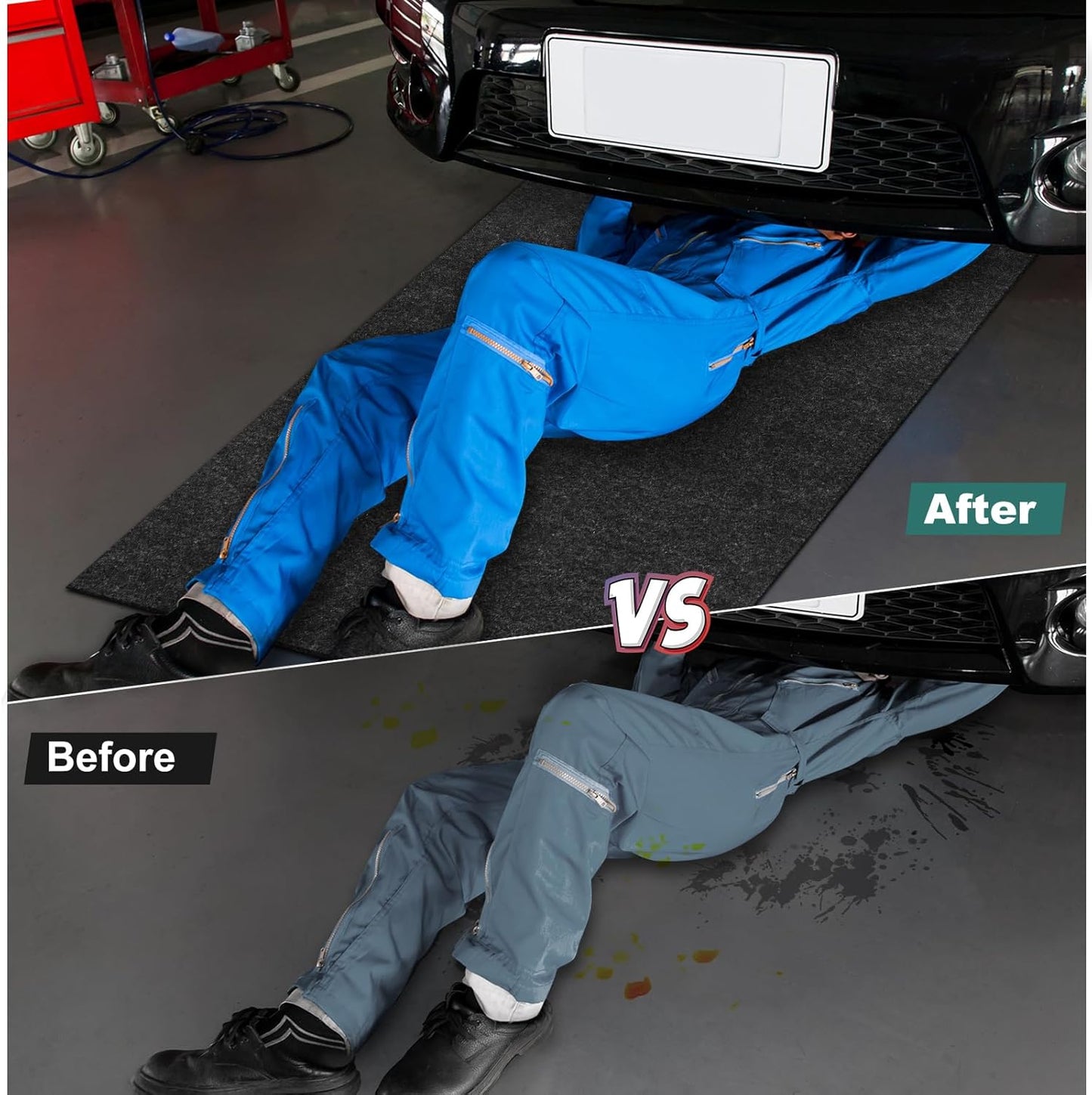 36" x 60" Oil Drip Mat for Garage Driveway, Reusable Rubber Floor Oil Spill Leak Absorbent Pads for Motorcycle Car Oil Leak Stain Resistant(2pcs)