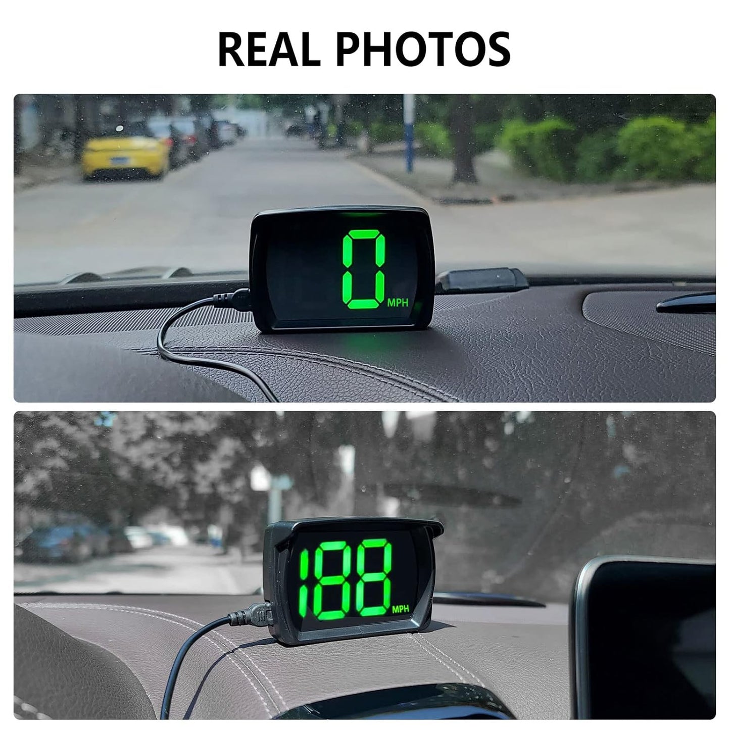 Speedometer HUD, GPS Digital Speed Meter with MPH, Head Up Display for All Cars, USB Cable Plug & Play