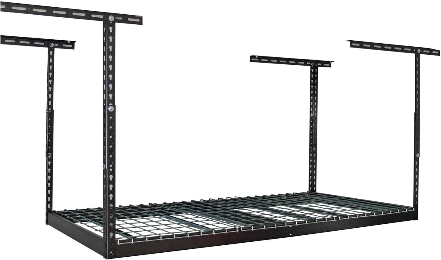 MonsterRax Overhead Garage Storage Rack - Heavy Duty Racks for Garage with 400 lb Capacity, Easy Garage Shelving, Adjustable Storage Rack, Ceiling Mount Storage Shelves 3x6 Hammertone (12"-21")