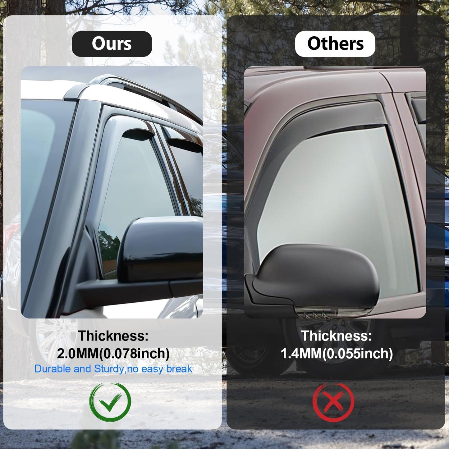 Nilight Vent Window Visors for Volkswagen (VW) Tiguan 2018 2019 2020 2021 2022 2023 2024 2025, in-Channel Rain Guards, Original Window Deflectors-4PCS