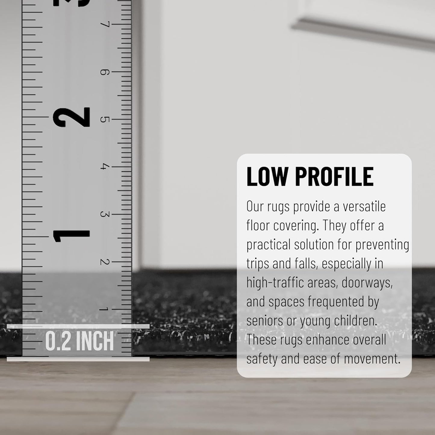 Ottomanson 2' x 35' Hallway Runner with Scraper Pile Extra Durable Non-Slip Rug Mat for Indoor & Outdoor Use - Ideal for Kitchen, Entryway, Patio & Garage - High-Traffic Carpet, Black