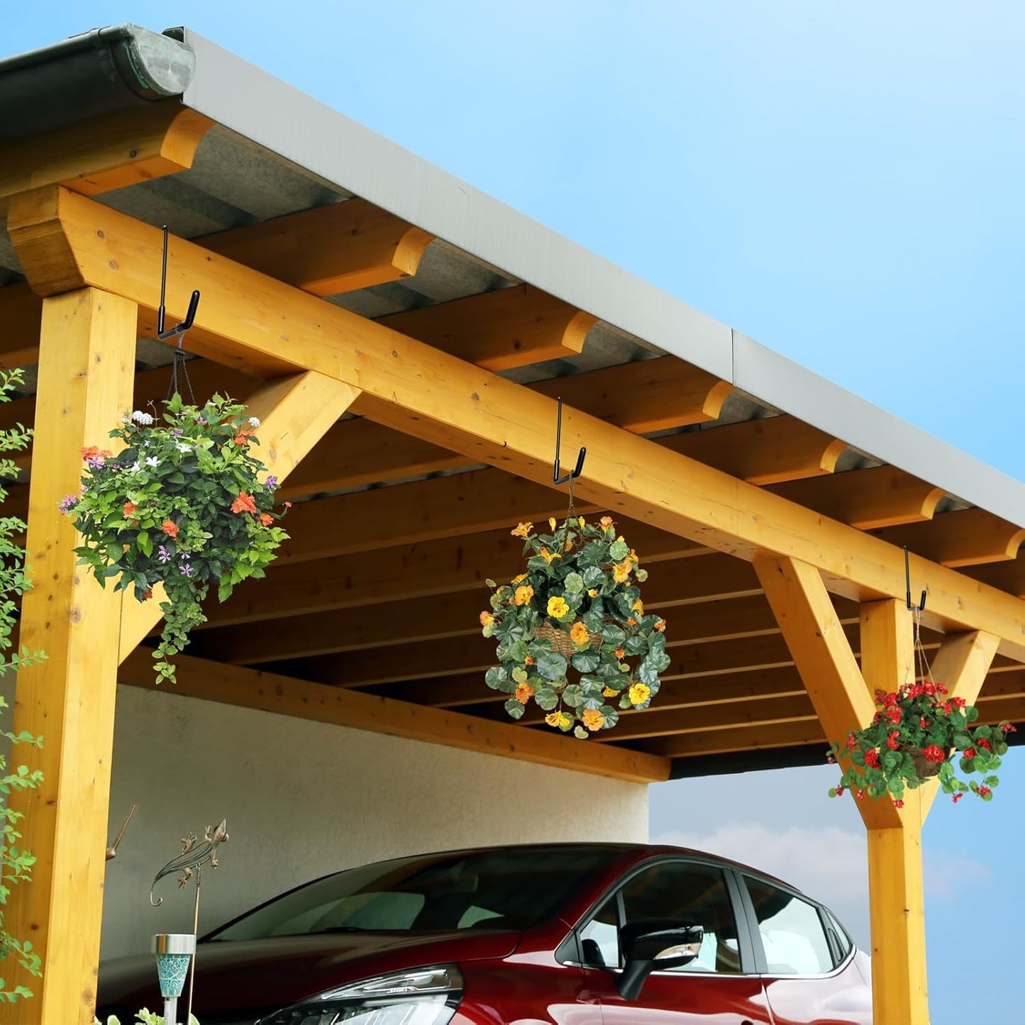 Rafter Hanger Large S Garage Hooks Bike Storage System Holder Organizer, with Non Slip Coating, for Organizing Hanging Basket, Ladders,Bicycle Wheel,Ropes and Bulk Items (6Pack, Black)