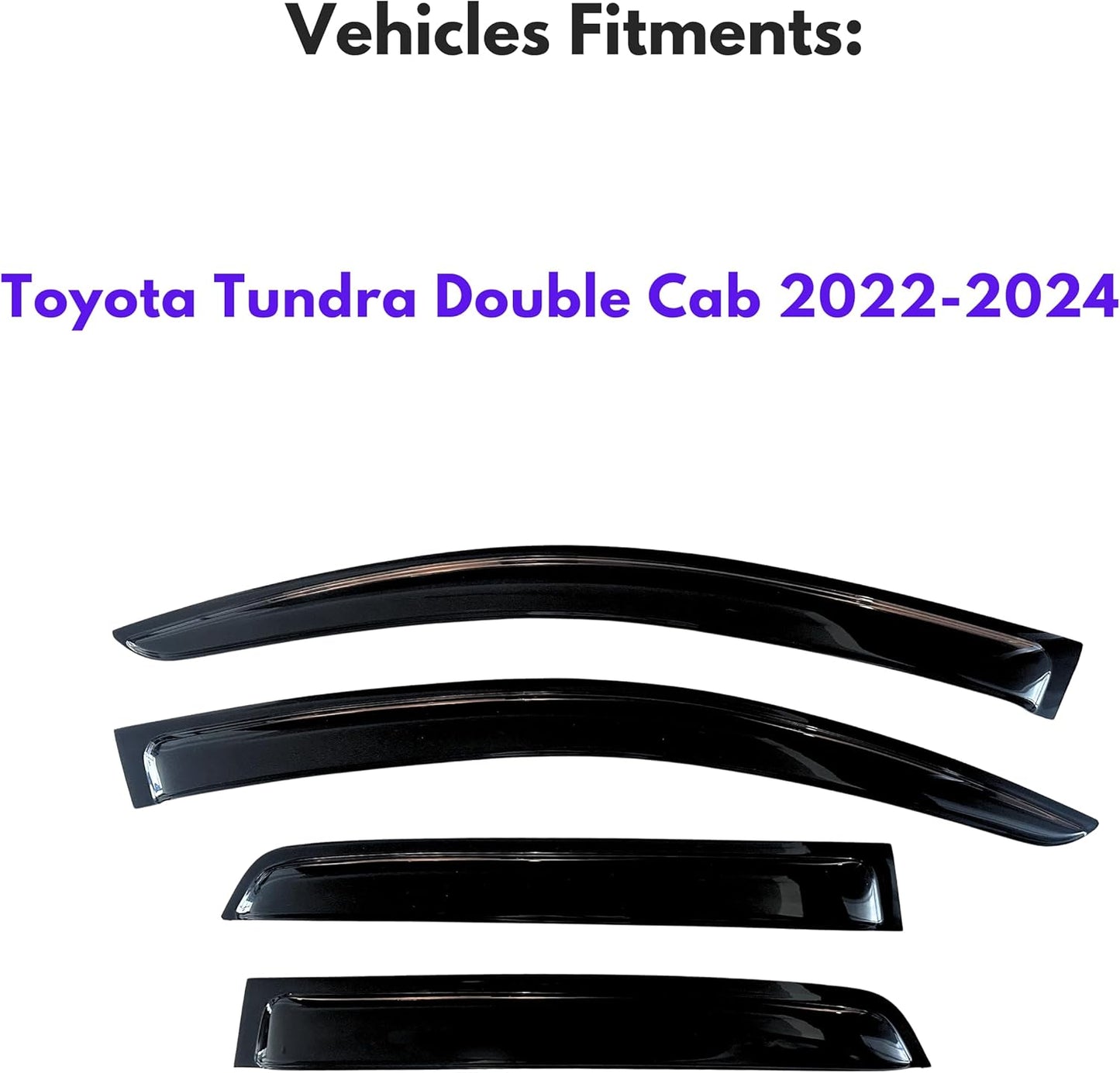 KPY Window Visor Compatible with Toyota Tundra Double Cab 2022-2024, Rain Guard Window Vent Deflectors Tape-On Style, 2022 2023 2024 (Double Cab Only)