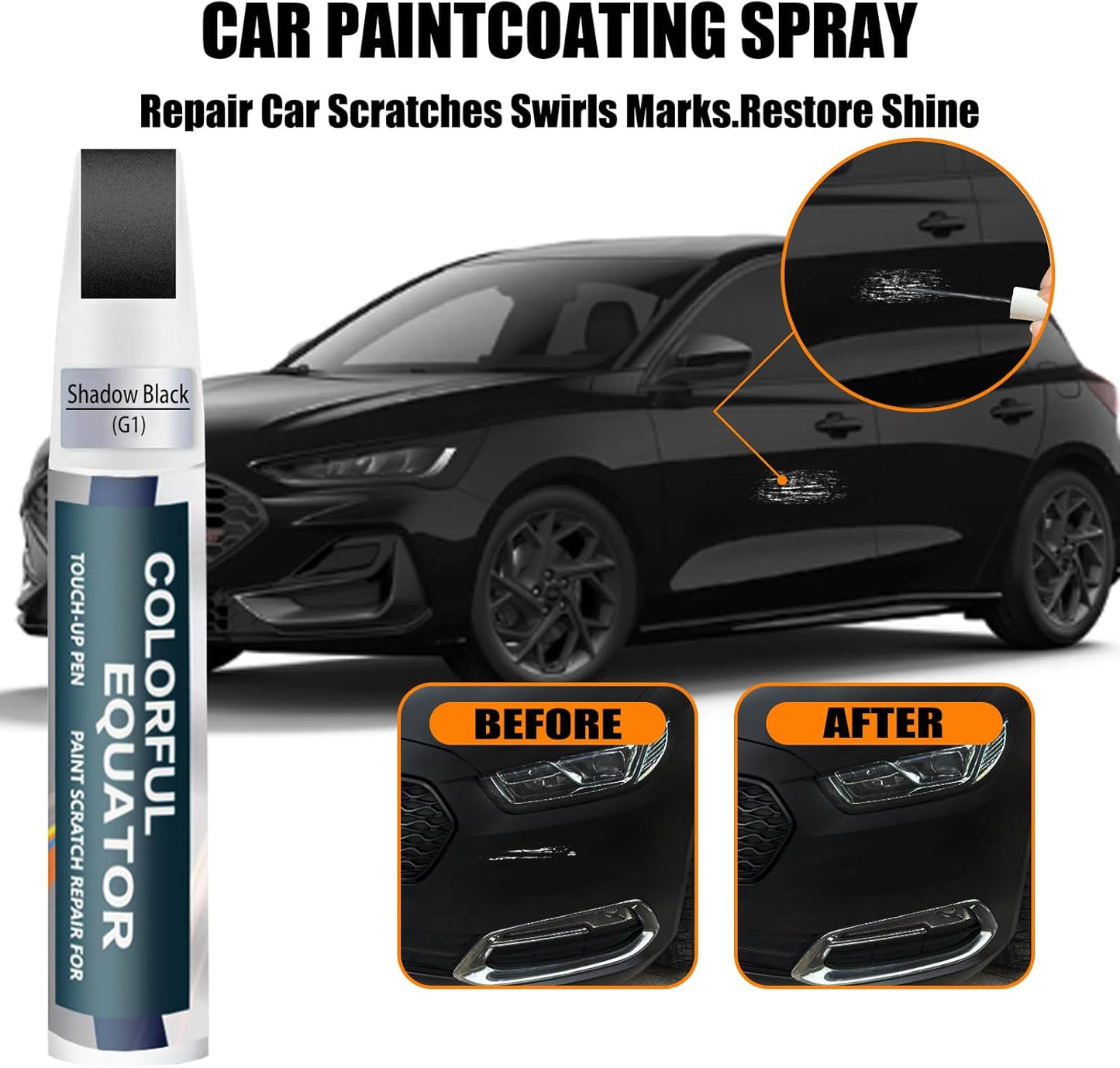 G1 Shadow Black Touch Up Paint for Ford, Car Paint Pen Scratch Repair Two-In-One Touch Up Paint, Premium Car Scratch Remover for Deep Scratches