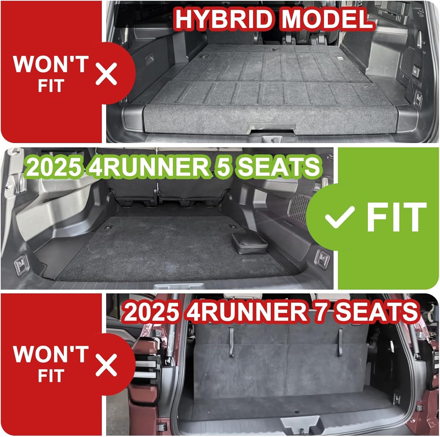 TripleAliners Trunk Mat & Rear Seatback Mat Fit for Toyota 2025 4Runner All Weather TPE Liners Accessories Custom Fit TPE Heavy-Duty (Only for 5 Seats) - Not for Hybrid Model